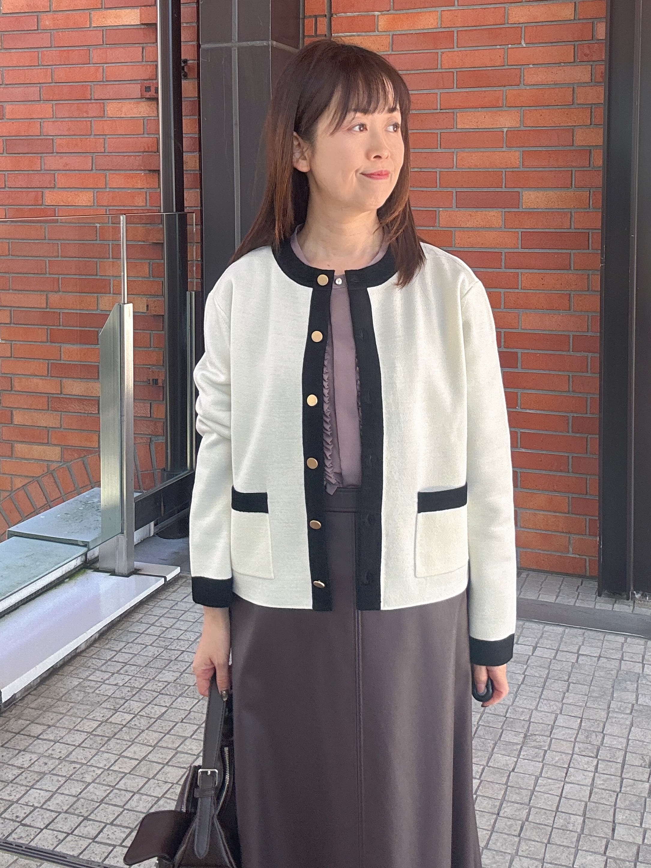 makiさんの「UNTITLED｜【アンサンブル可/ジャケットライク】モールラインカーディガン」を使ったコーディネート