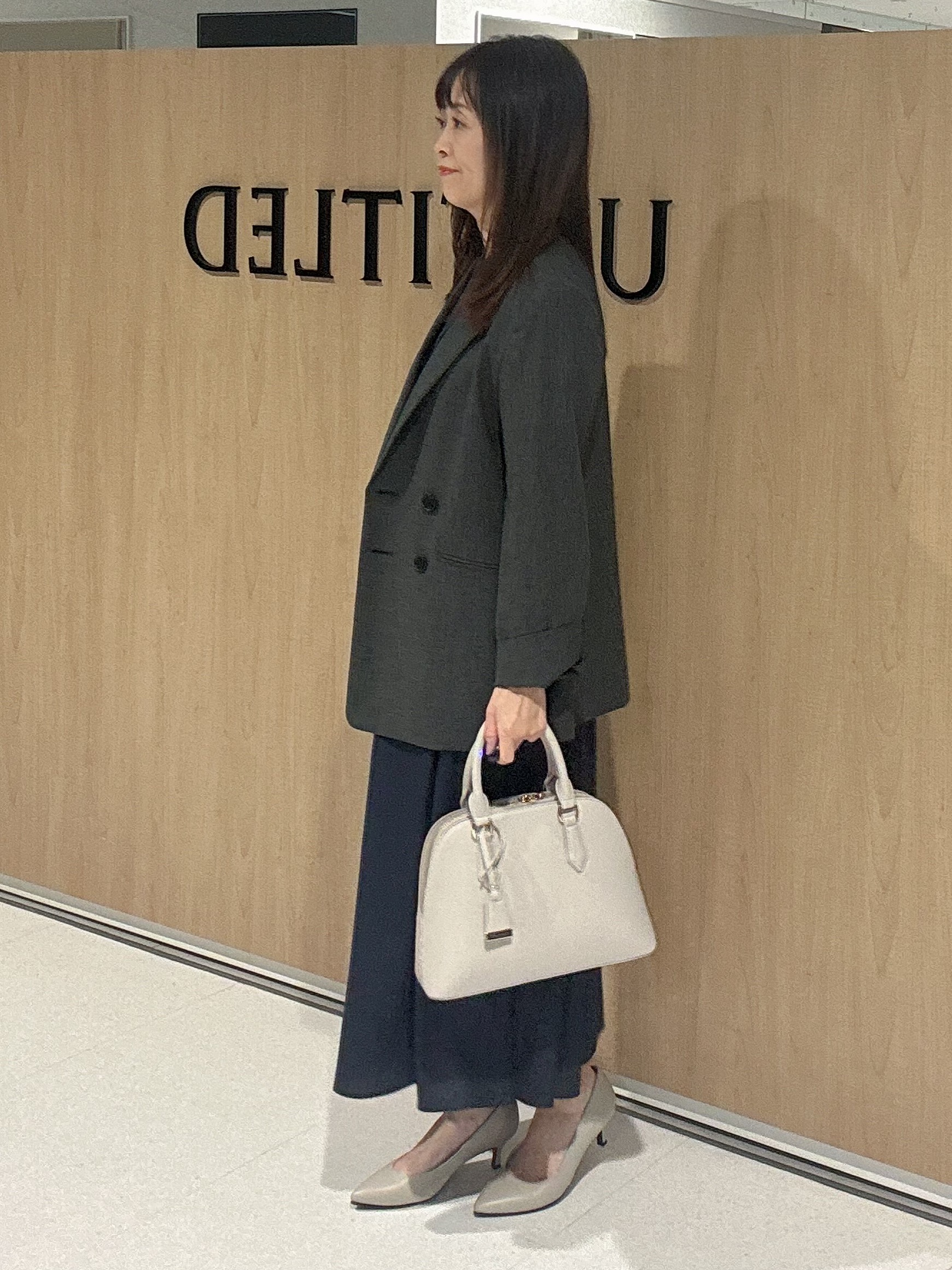 makiさんの「UNTITLED｜【セットアップ可/秋羽織り/お仕事スーツ】ウールブレンドダブルジャケット」を使ったコーディネート