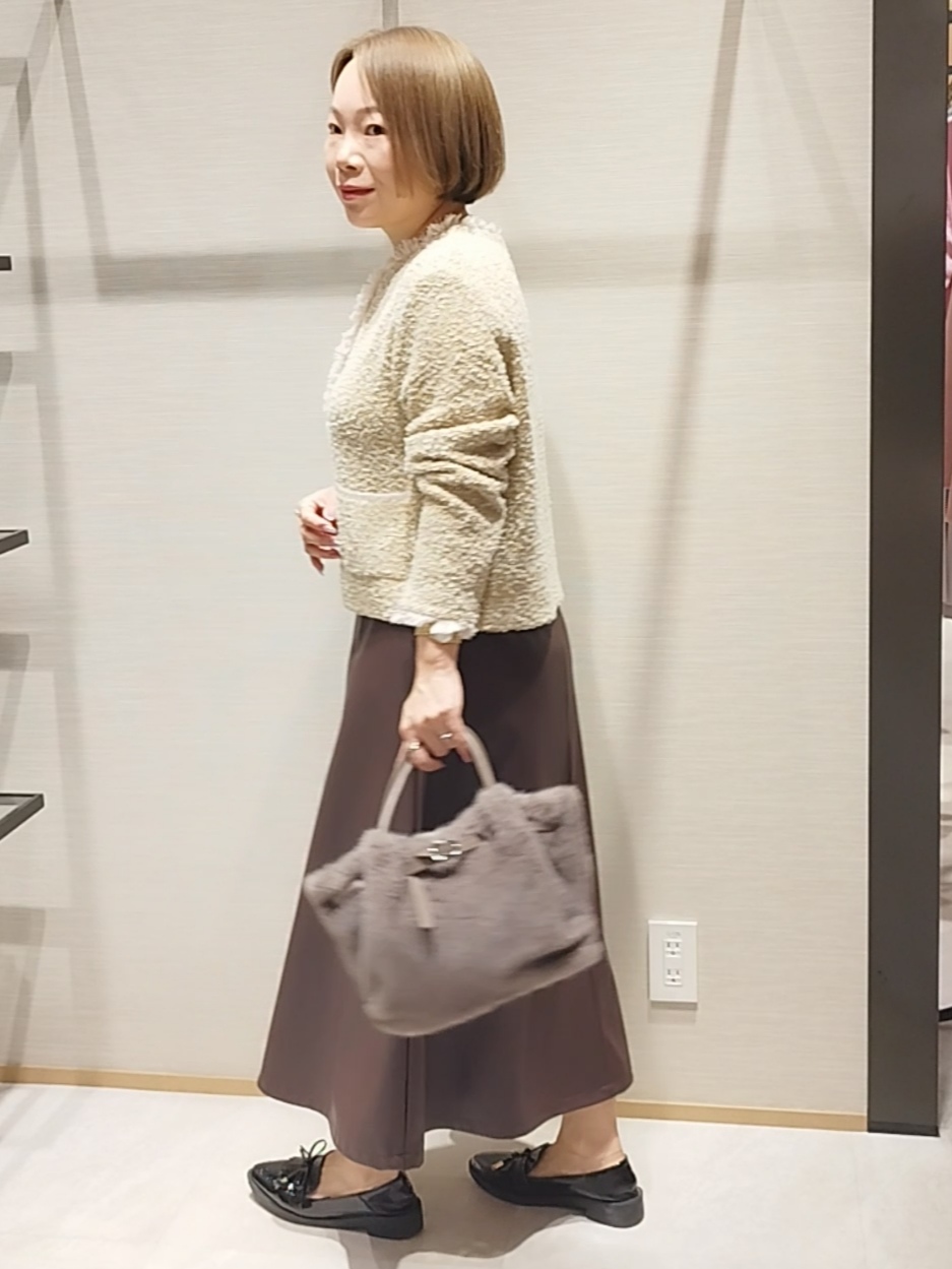 s u g iさんの「UNTITLED｜【ジャケットライク/秋羽織り】ファンシーヤーンツイードニットカーディガン」を使ったコーディネート