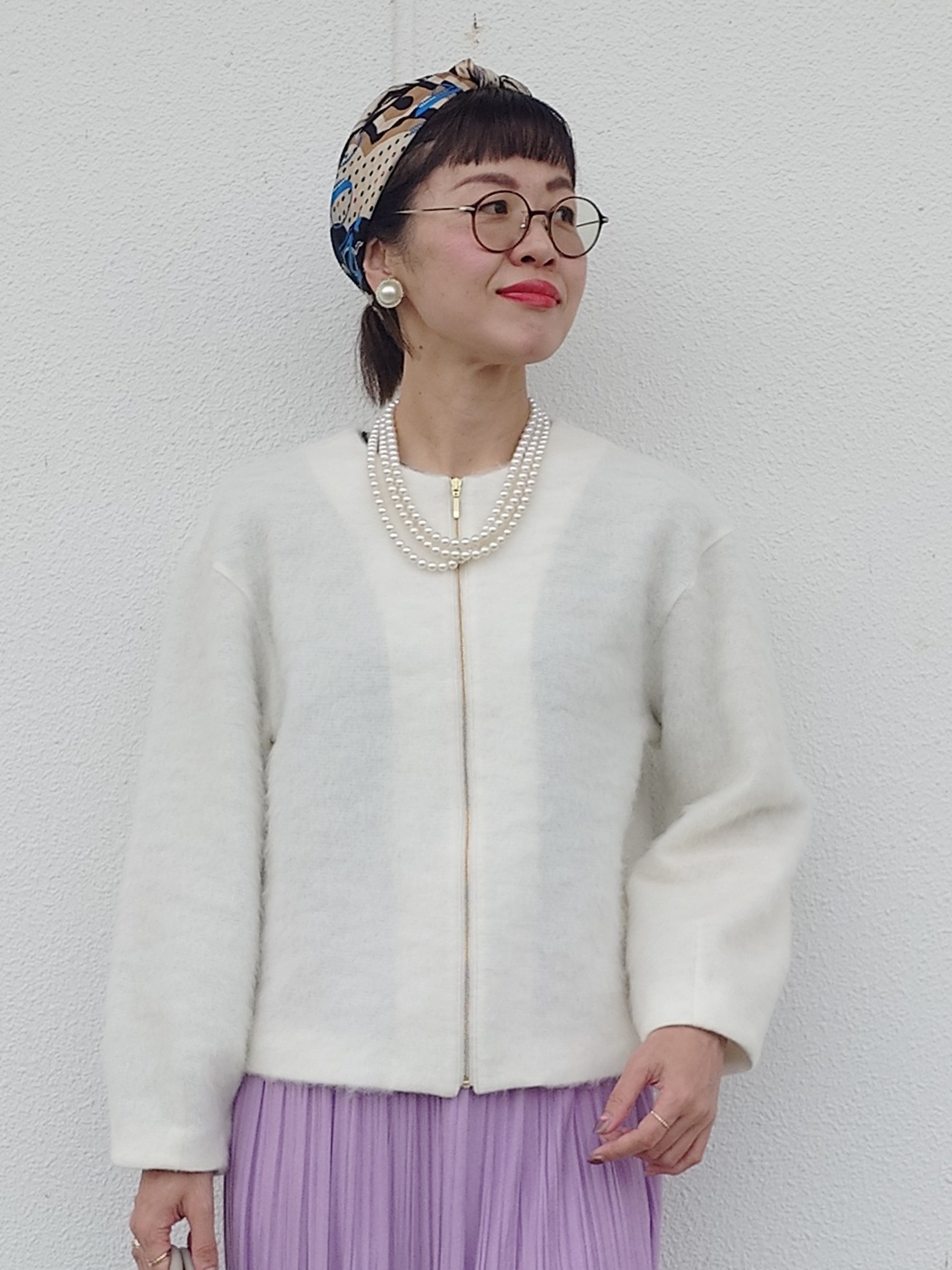 MUTSUKOさんの「UNTITLED｜【軽アウター/秋羽織り】シャギージップカーデ」を使ったコーディネート