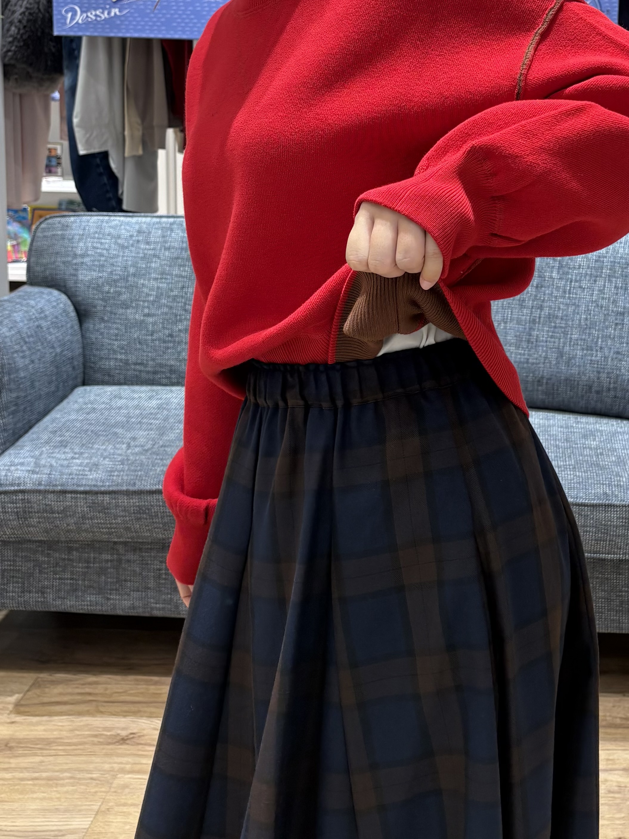 yuinaさんの「Dessin｜【2WAY/洗濯機OK/XS-L】配色リバーシブル コットンジャカード クルーネックニット」を使ったコーディネート