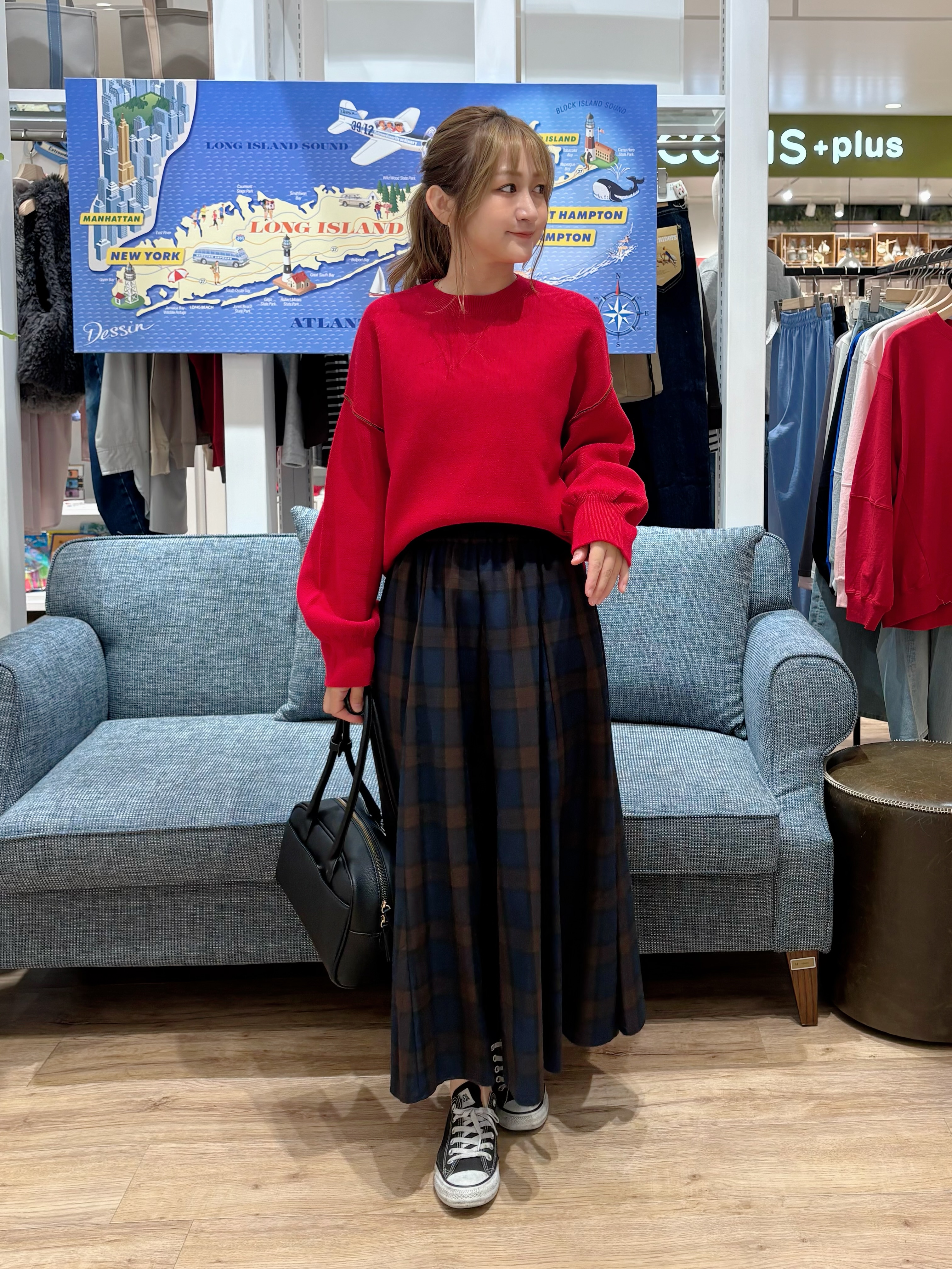 yuinaさんの「Dessin｜【2WAY/洗濯機OK/XS-L】配色リバーシブル コットンジャカード クルーネックニット」を使ったコーディネート