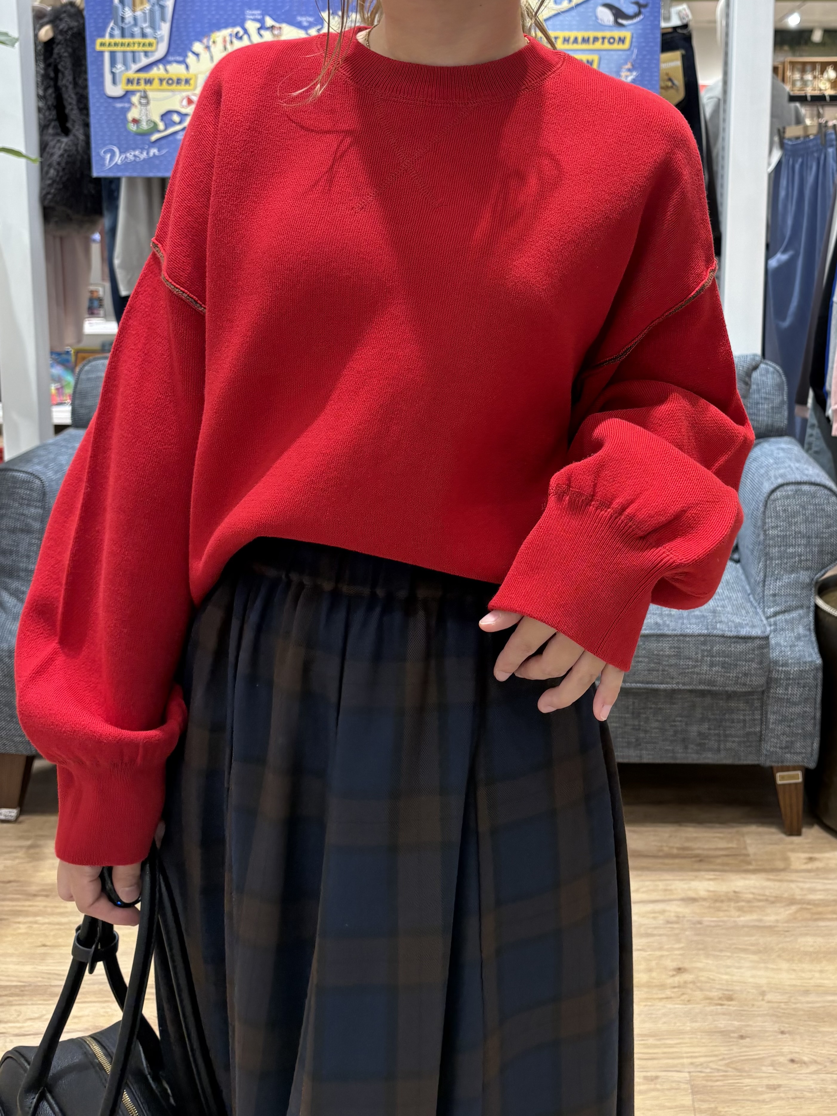 yuinaさんの「Dessin｜【2WAY/洗濯機OK/XS-L】配色リバーシブル コットンジャカード クルーネックニット」を使ったコーディネート