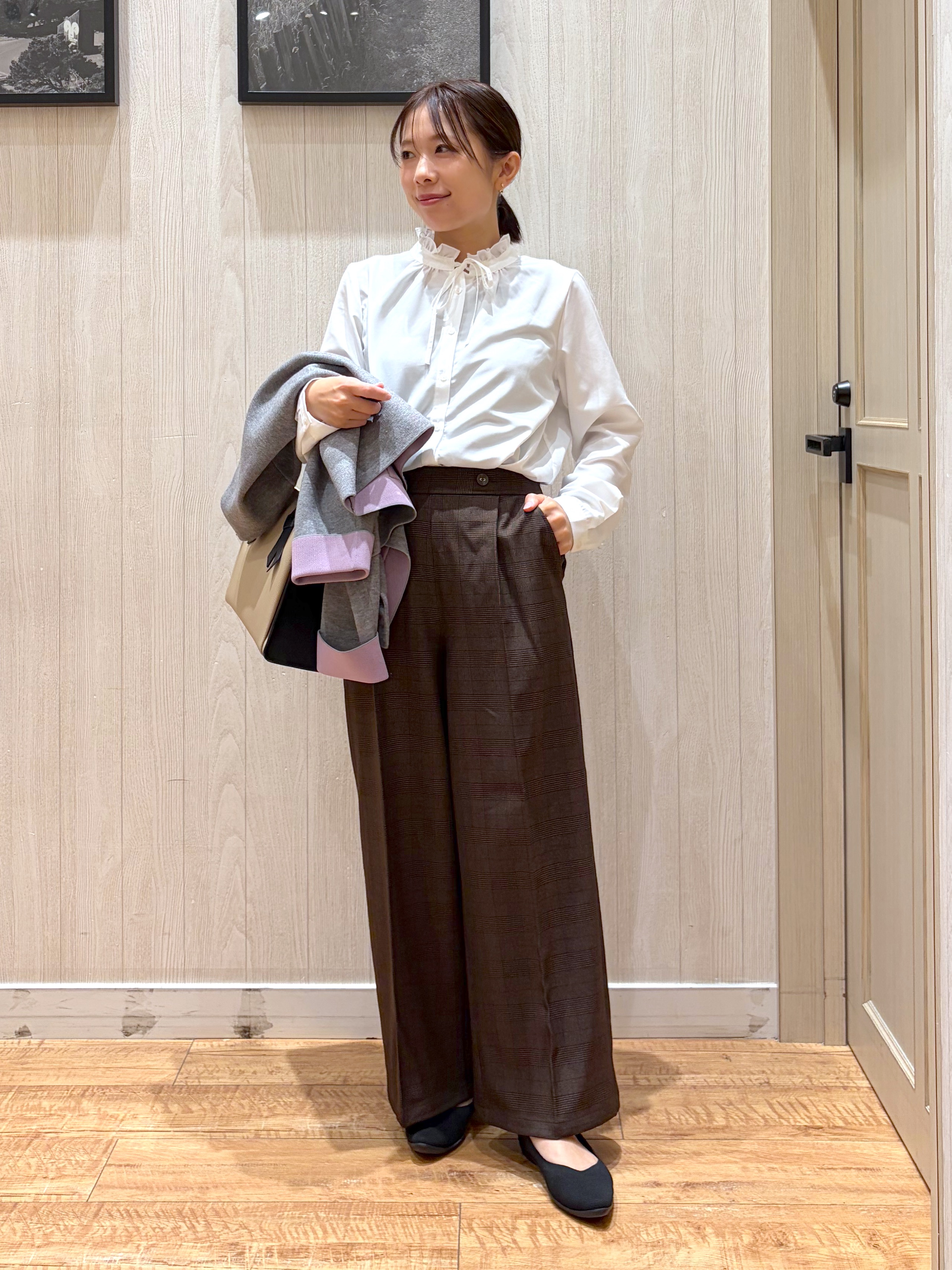 shirayuuuさんの「SHOO･LA･RUE｜【S-LL/洗濯機可/静電気防止】もちもち配色ダブルフェイスカーディガン」を使ったコーディネート
