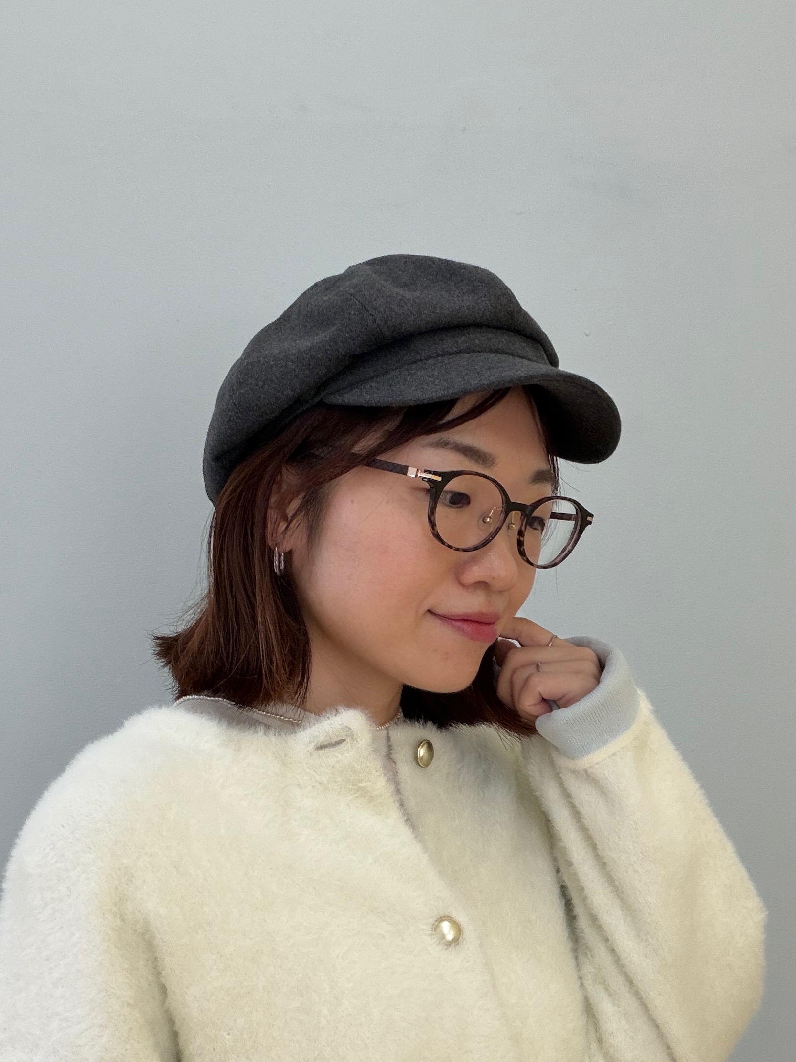 saoriさんの「くるみボタン付キャスケット」を使ったコーディネート