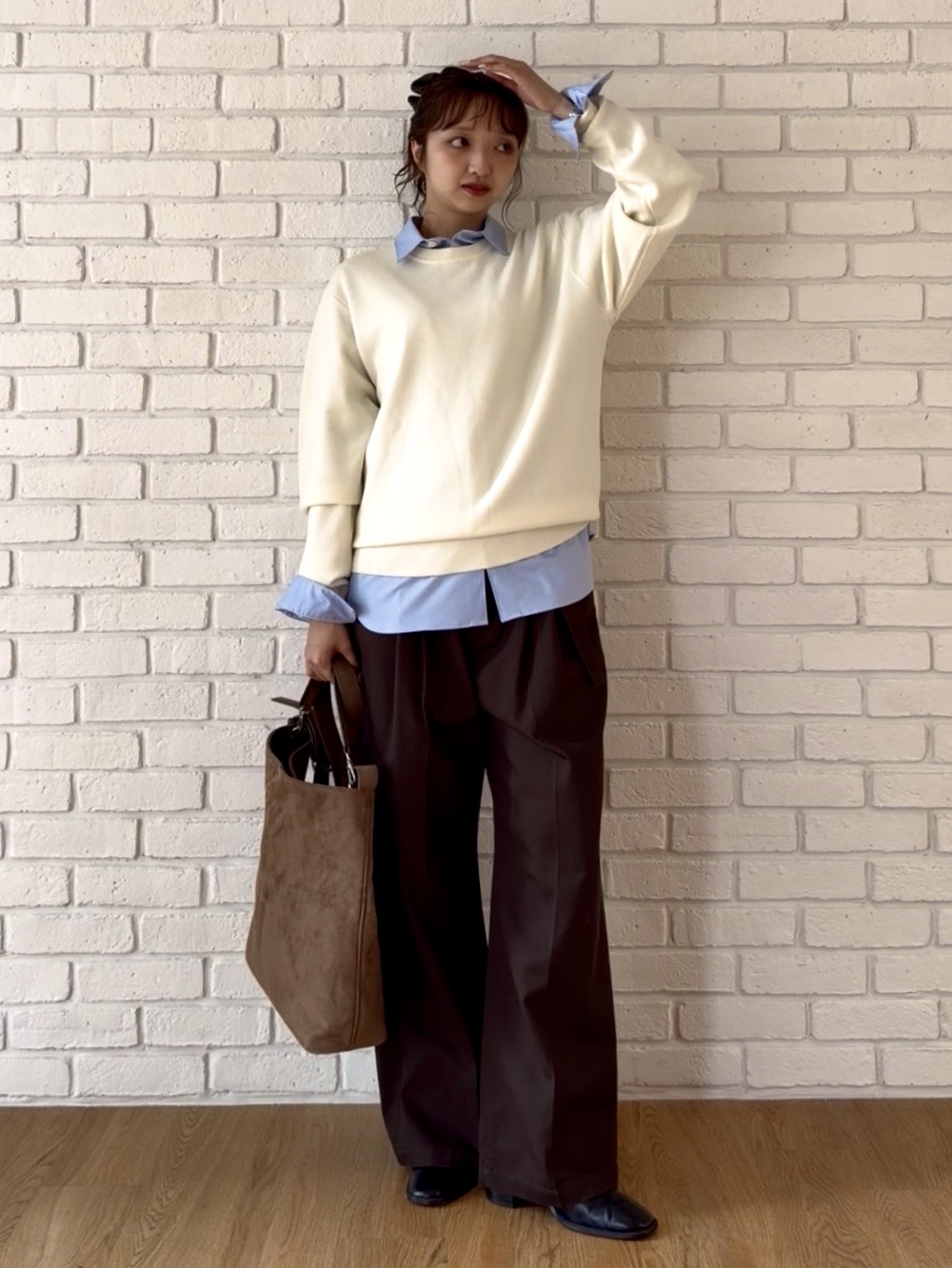 YUKAさんの「tk.TAKEO KIKUCHI｜【選べる7色】トロミドレープカラーシャツ/トロミ/梨地/7色/レギュラーカラー/長袖」を使ったコーディネート