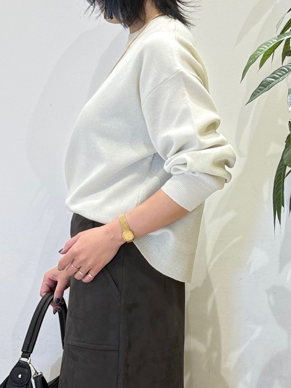 misakiさんの「SHOO･LA･RUE｜【S-LL/洗濯機可/体型カバー】繊細なラメが品よく華やか スウェットライクニット」を使ったコーディネート