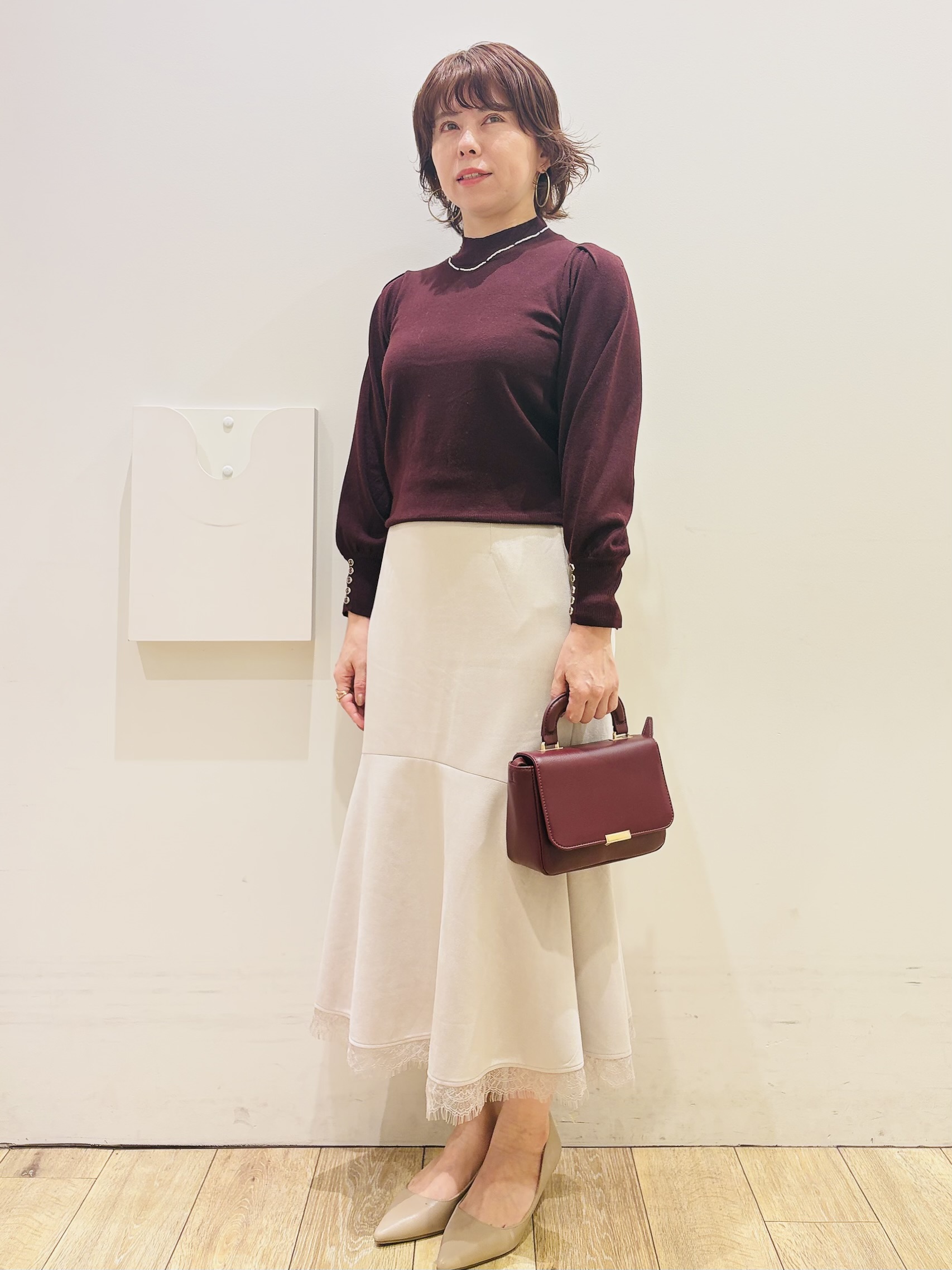 YUKOさんの「index｜カシミヤタッチハイネックニット【洗濯機OK／抗ピリング】」を使ったコーディネート