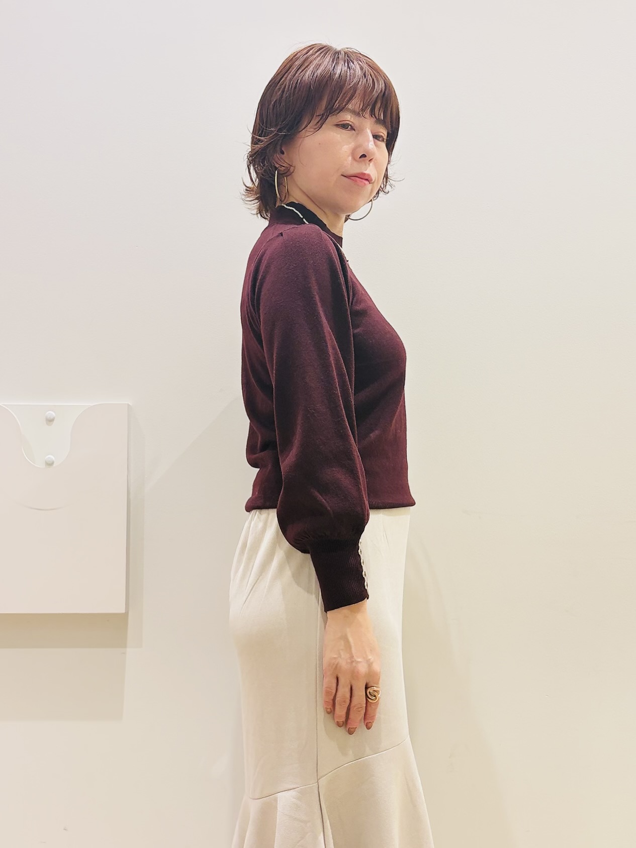 YUKOさんの「index｜カシミヤタッチハイネックニット【洗濯機OK／抗ピリング】」を使ったコーディネート