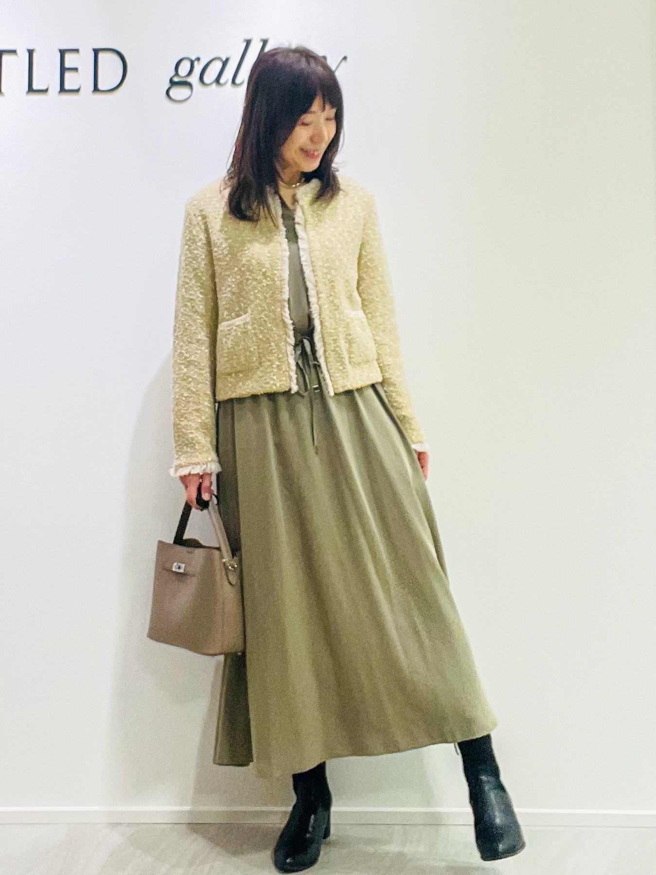 めいさんの「UNTITLED｜【ジャケットライク/秋羽織り】ファンシーヤーンツイードニットカーディガン」を使ったコーディネート