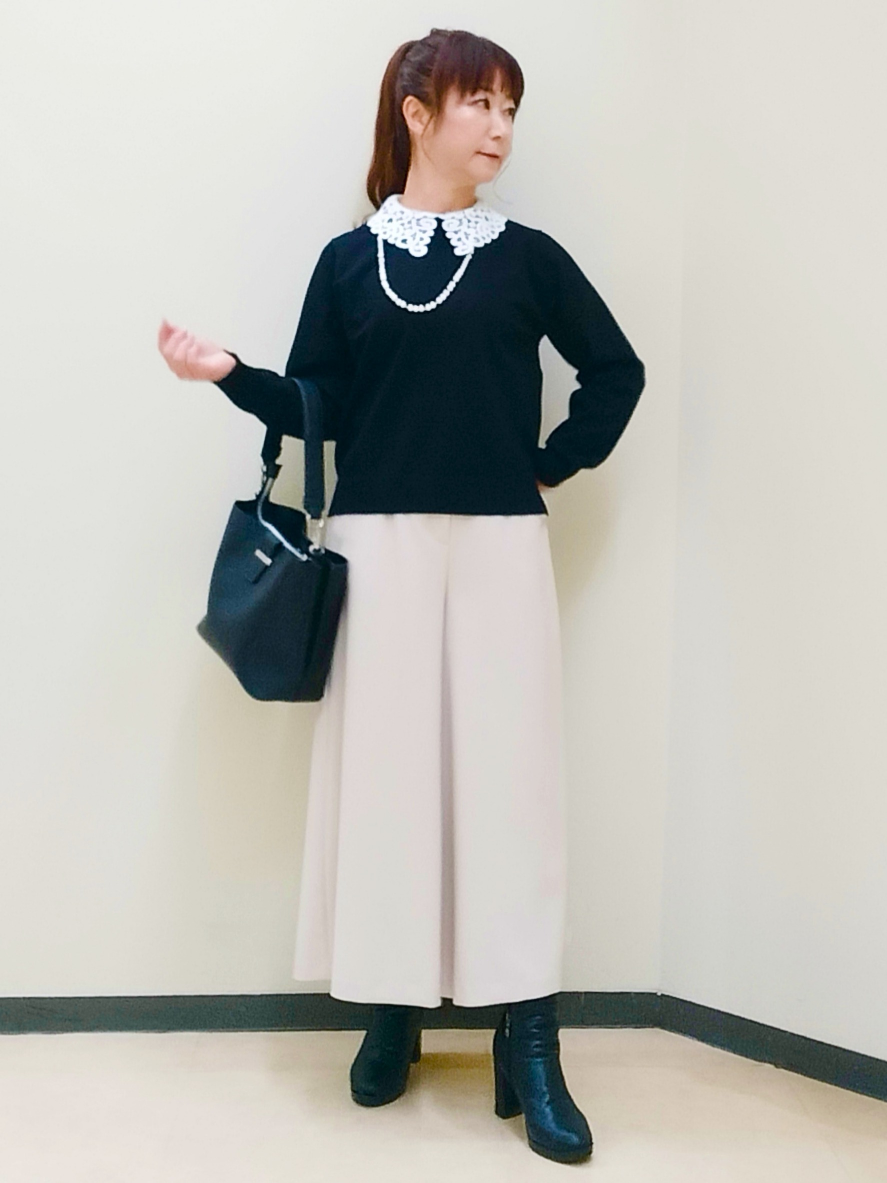 花さんの「Reflect｜【付け衿】レース衿付きストレッチニット」を使ったコーディネート