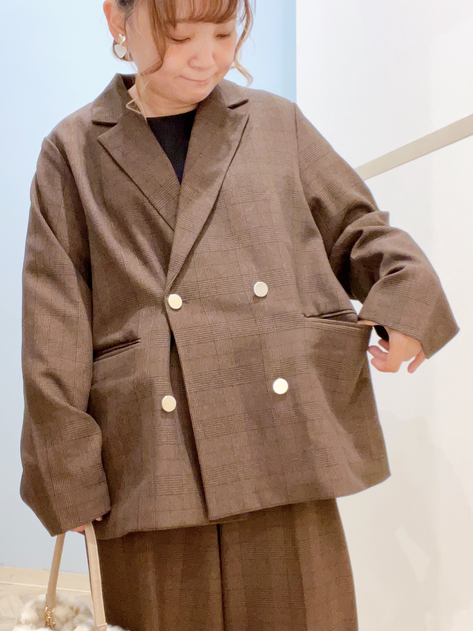 kitaさんの「SHOO･LA･RUE｜【セットアップ可/洗濯後しわになりにくい】ウールフィール ダブルジャケット」を使ったコーディネート