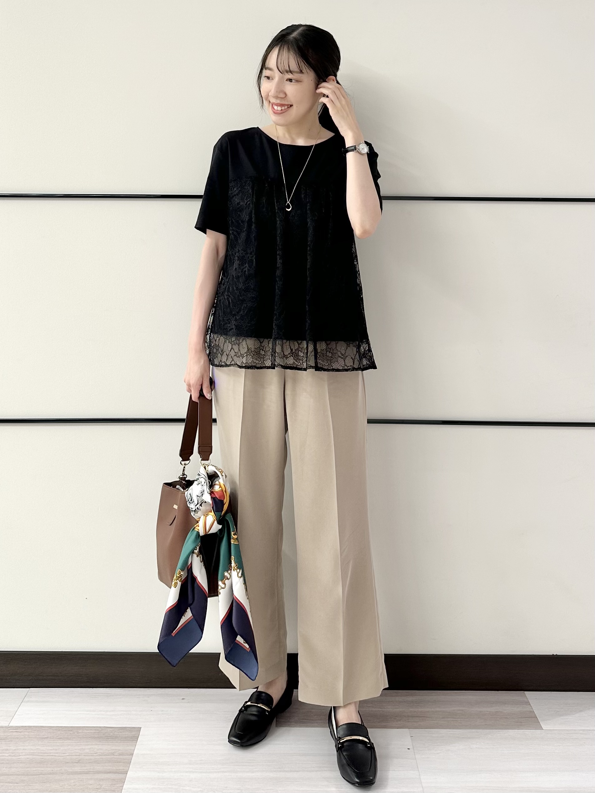 Momoさんの「Reflect｜【UVカット／接触冷感／手洗い可】ラッセルレースプルオーバー」を使ったコーディネート