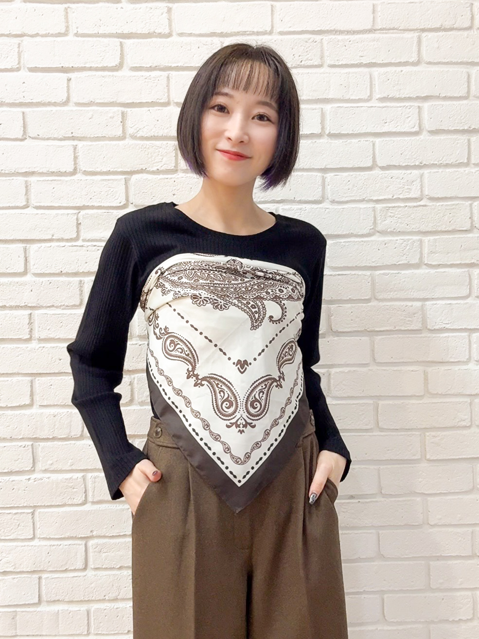 𝐜𝐡𝐢𝐤𝐚さんの「SHOO･LA･RUE｜【S-LL】シンプルだから使いやすい すっきり見えの長袖トップス」を使ったコーディネート