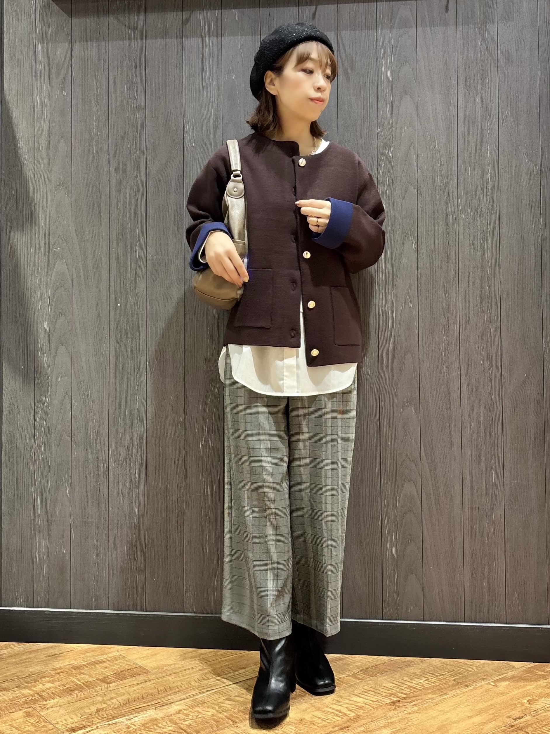 meiさんの「SHOO･LA･RUE｜【S-LL/洗濯機可/静電気防止】もちもち配色ダブルフェイスカーディガン」を使ったコーディネート