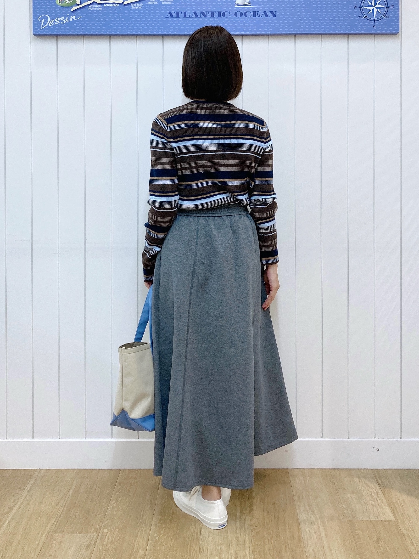 yoshiさんの「Dessin｜【洗濯機OK】マルチボーダーニット」を使ったコーディネート