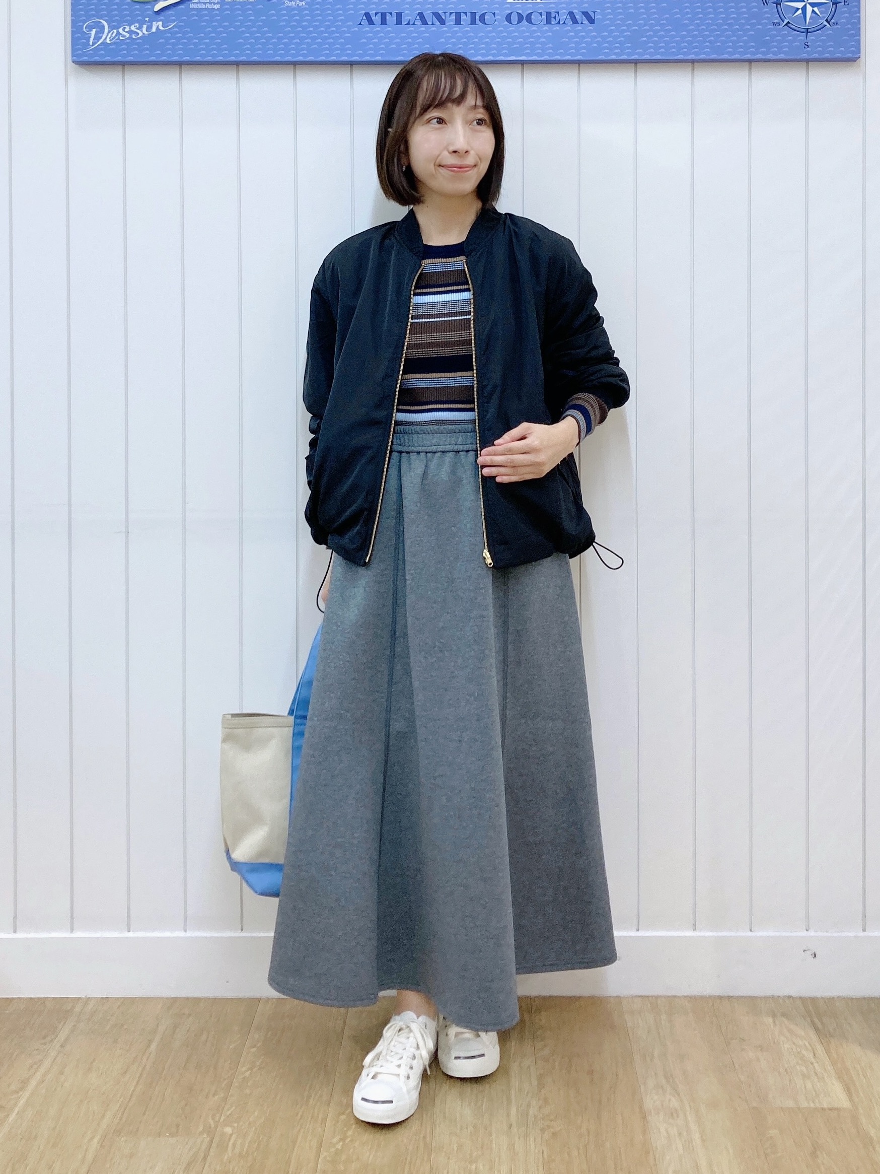 yoshiさんの「Dessin｜【洗濯機OK】マルチボーダーニット」を使ったコーディネート