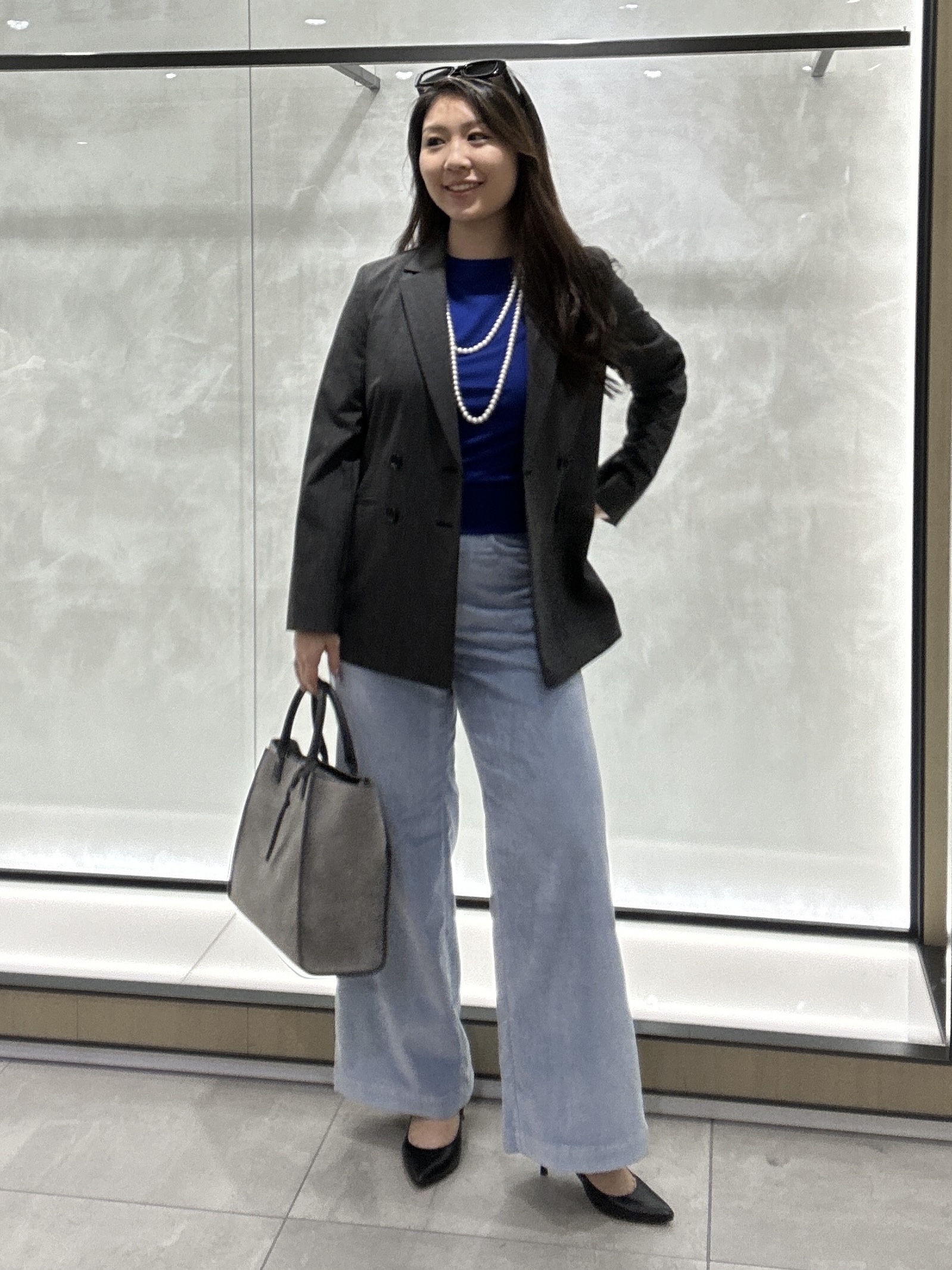 YURIさんの「UNTITLED｜【セットアップ可/秋羽織り/お仕事スーツ】ウールブレンドダブルジャケット」を使ったコーディネート