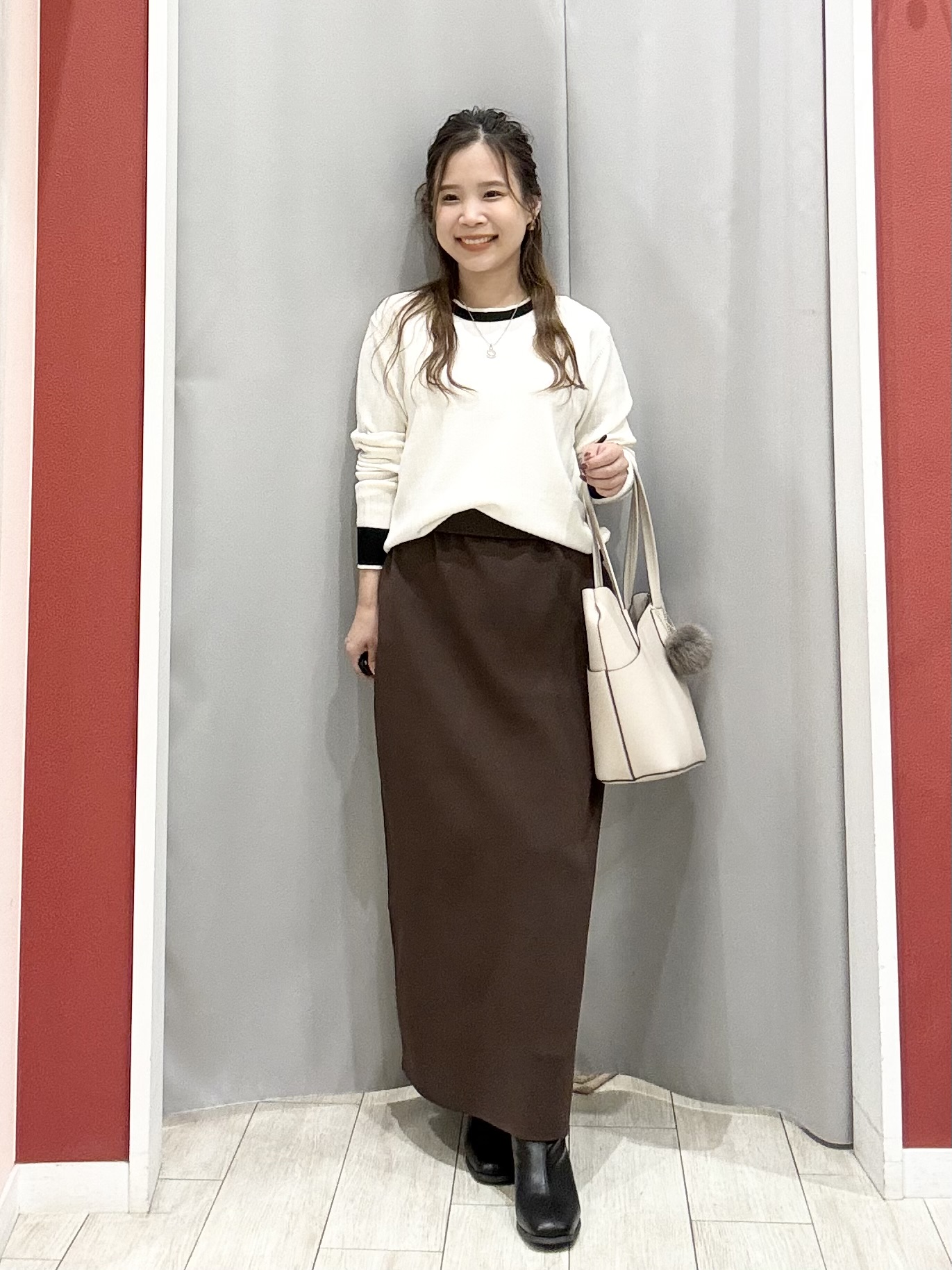 shioさんの「SHOO･LA･RUE｜【S-LL/洗濯機可】配色使いが目を惹く クルーネックニットカーディガン」を使ったコーディネート