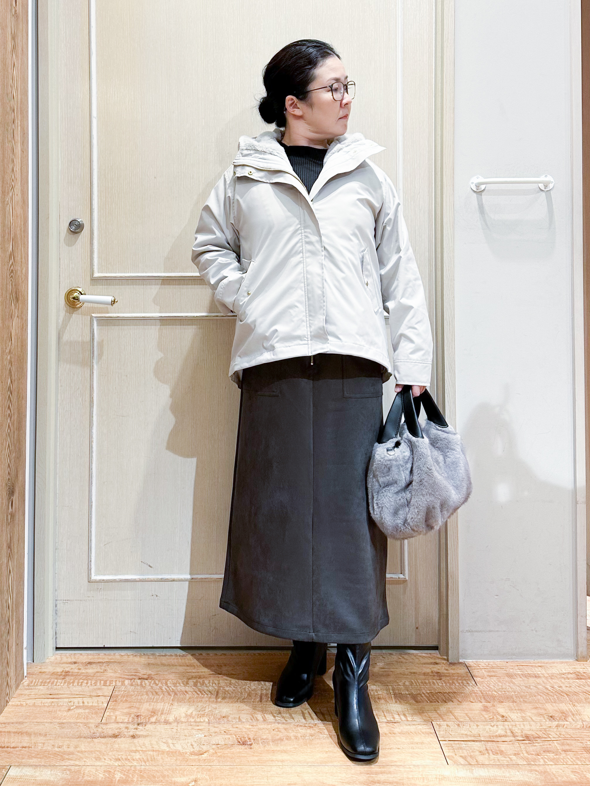 umeさんの「SHOO･LA･RUE｜【洗濯機可/撥水/マルチWAY】ファーライナー付き 毎日欲張りマンパ」を使ったコーディネート