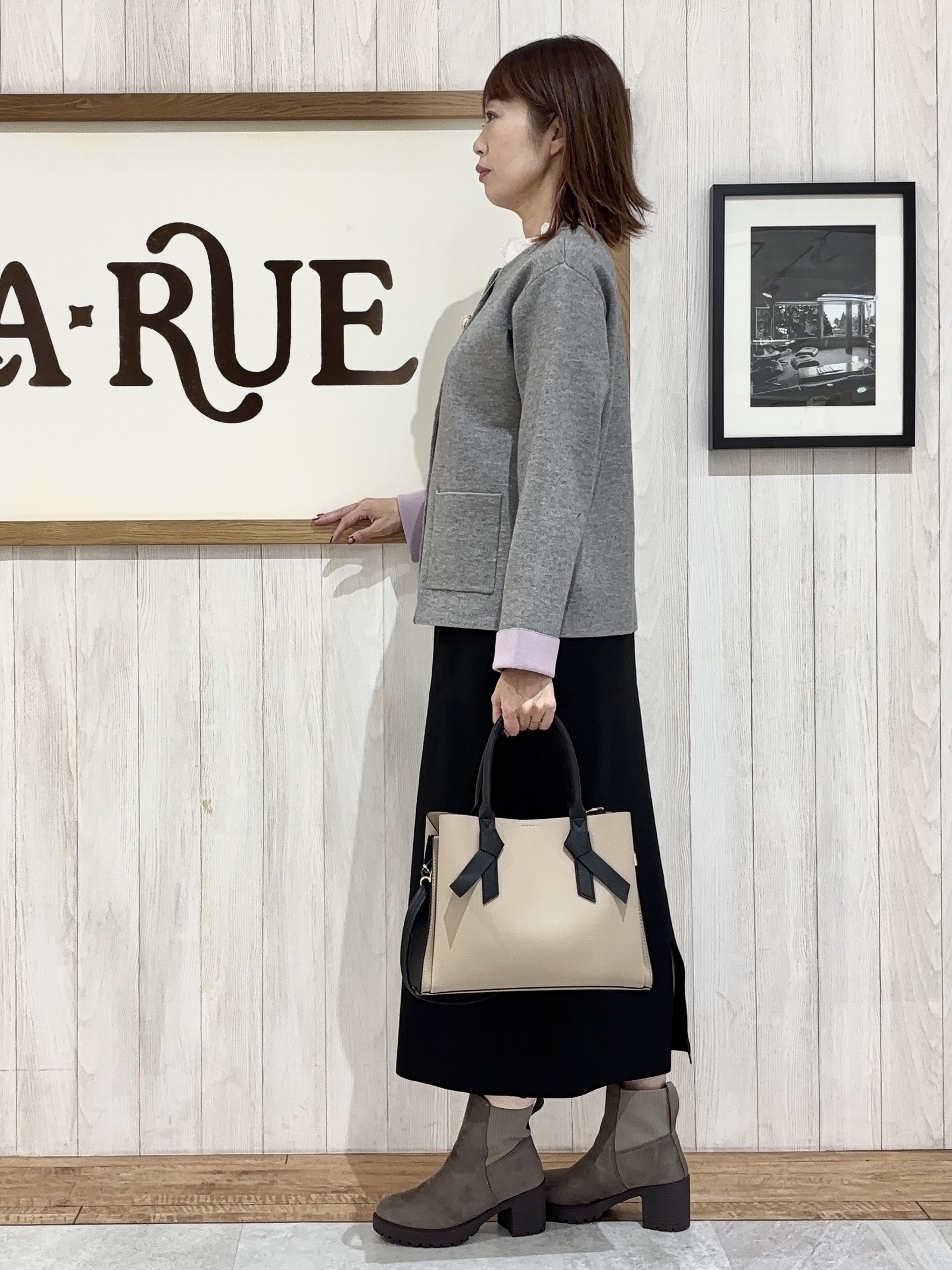 みきぽんさんの「SHOO･LA･RUE｜【S-LL/洗濯機可/静電気防止】もちもち配色ダブルフェイスカーディガン」を使ったコーディネート