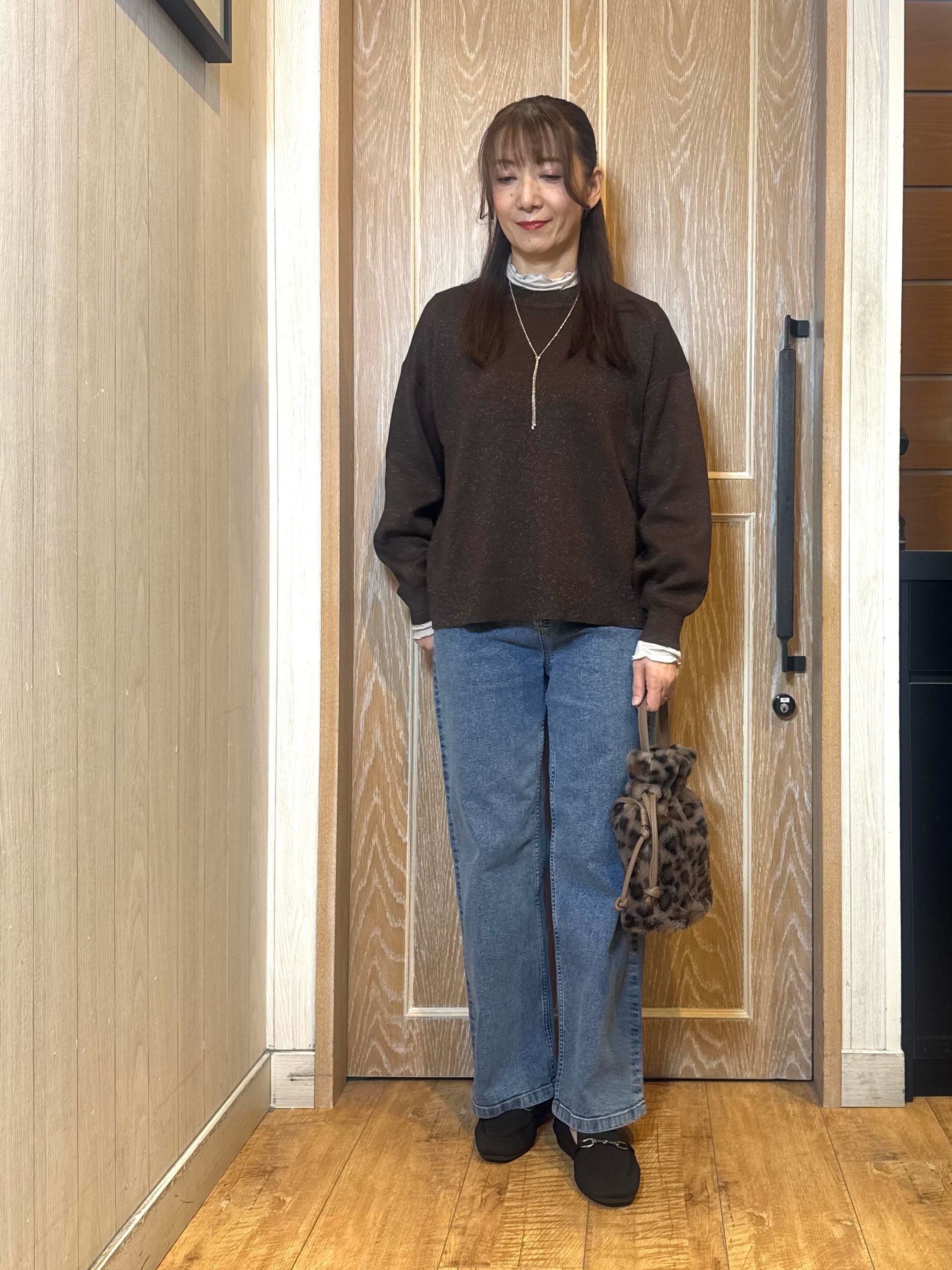 KAORIさんの「SHOO･LA･RUE｜【S-LL/ゆるシルエット】体型カバーしながらスマートに魅せる ラインジャカードコーディガン」を使ったコーディネート