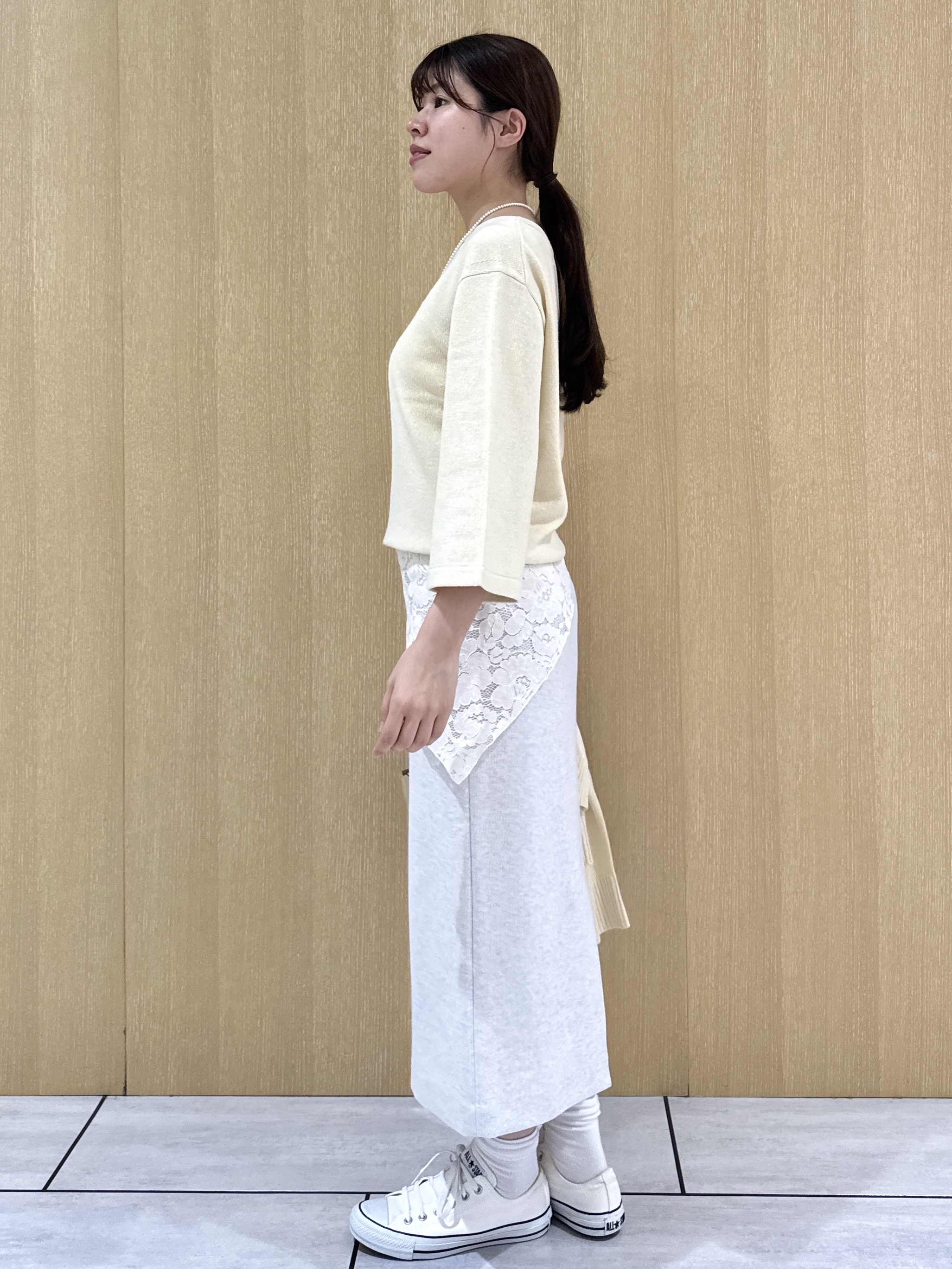 nanaさんの「UNTITLED｜【アンサンブル可/手洗い可】杢調プルオーバーニット」を使ったコーディネート