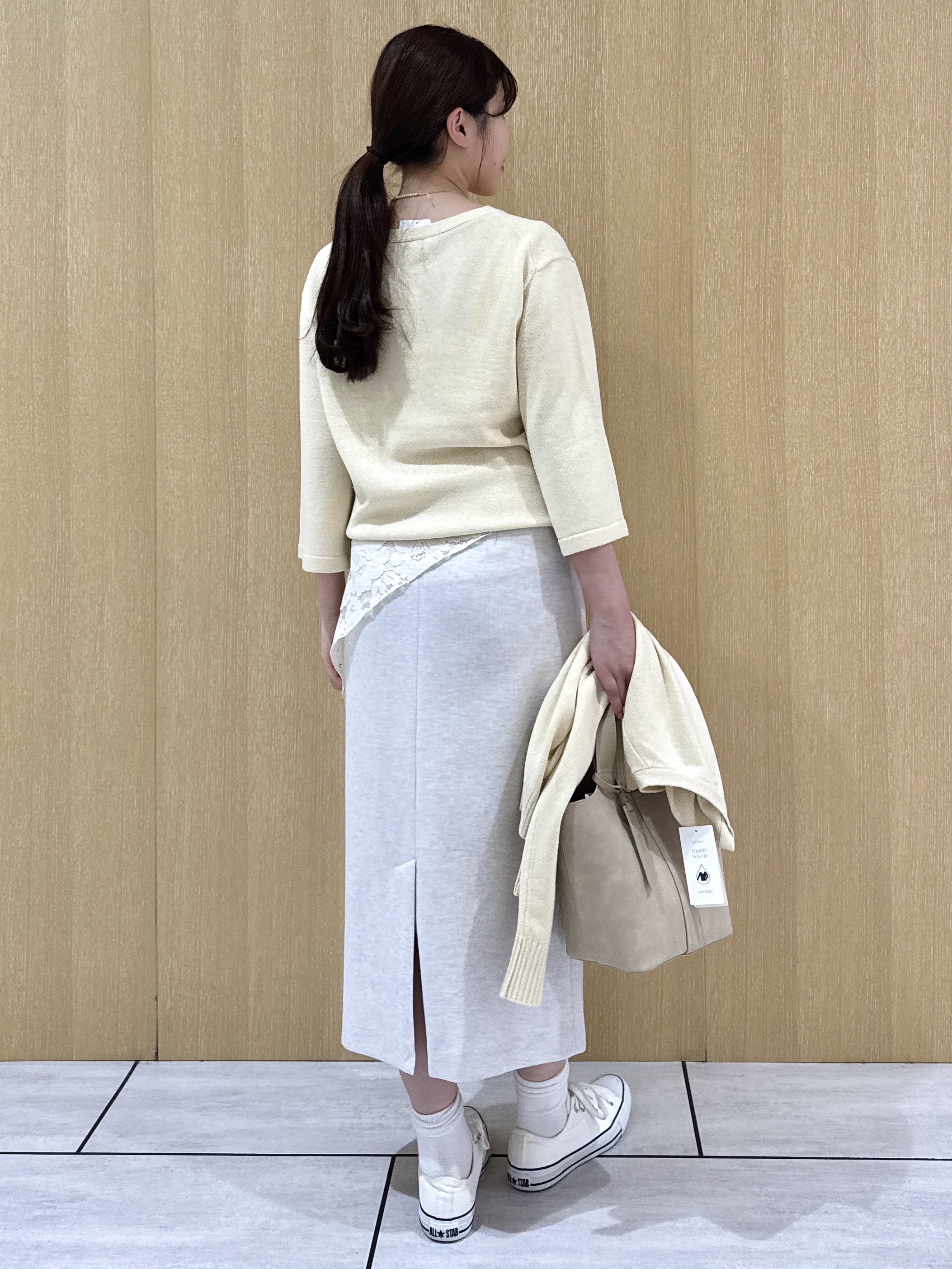 nanaさんの「UNTITLED｜【アンサンブル可/手洗い可】杢調プルオーバーニット」を使ったコーディネート