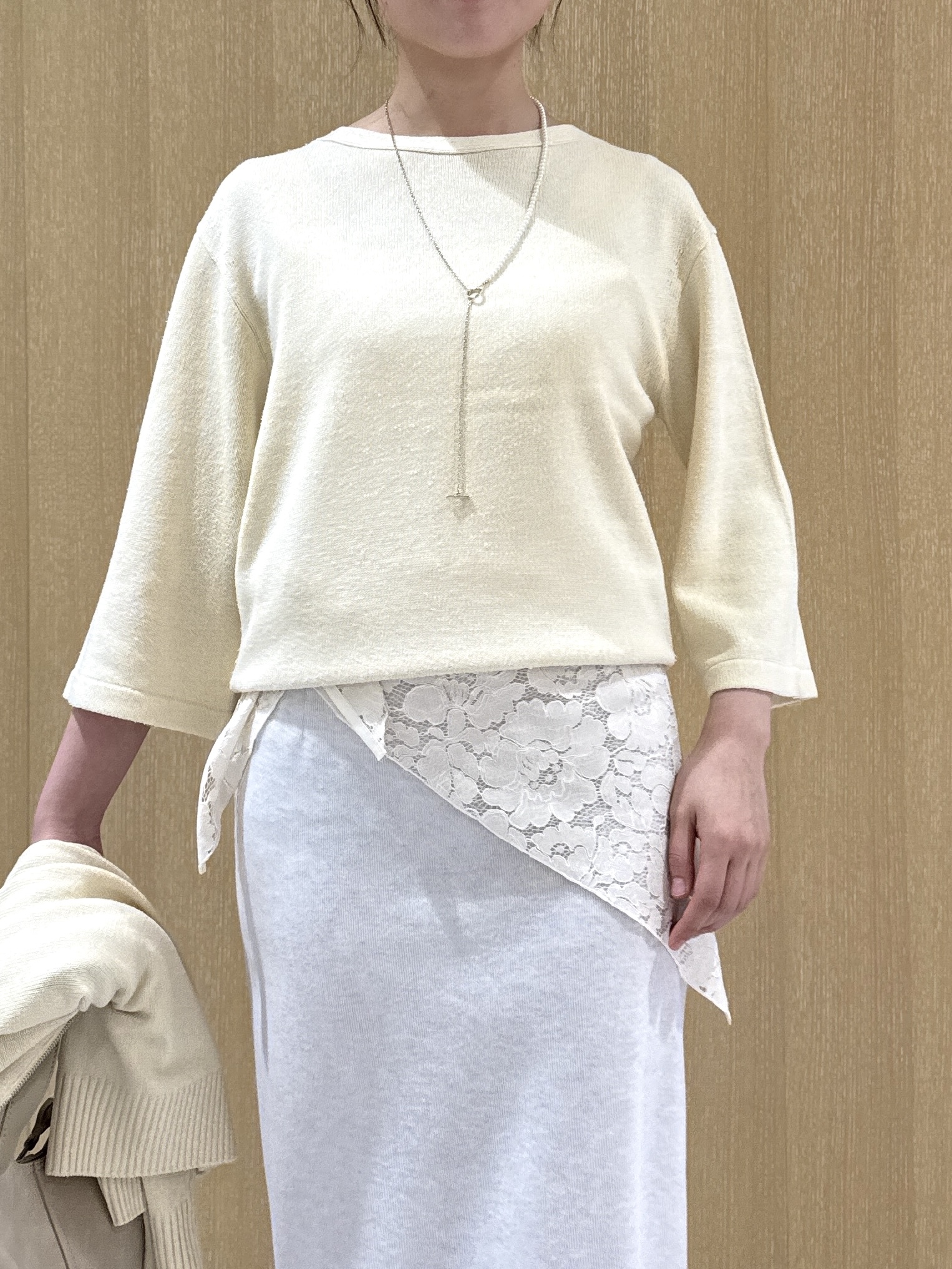 nanaさんの「UNTITLED｜【アンサンブル可/手洗い可】杢調プルオーバーニット」を使ったコーディネート
