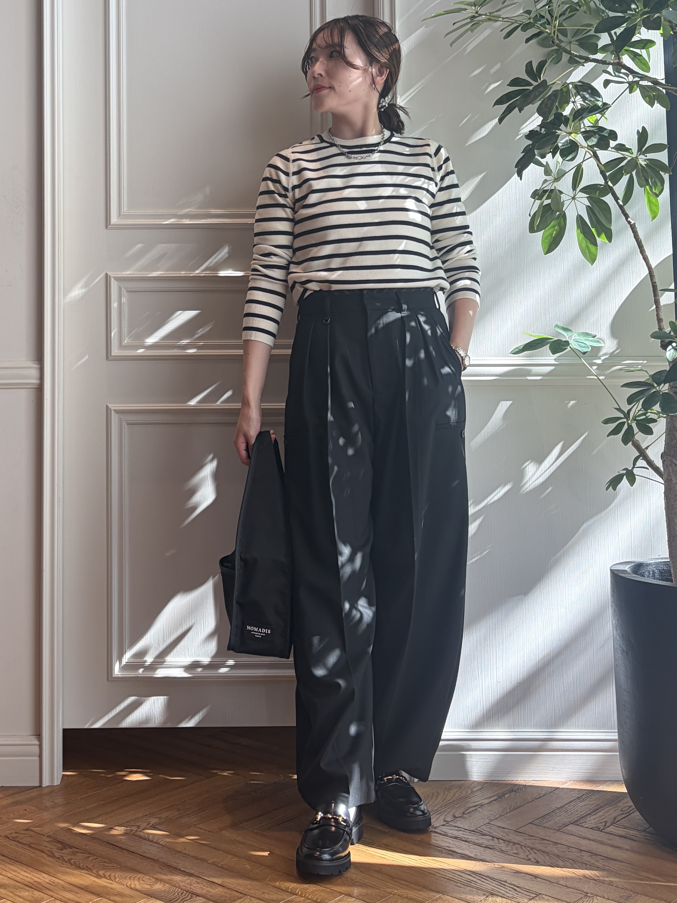 nakaoさんの「DRESSTERIOR｜ストレッチ フルニードルボーダーニット」を使ったコーディネート