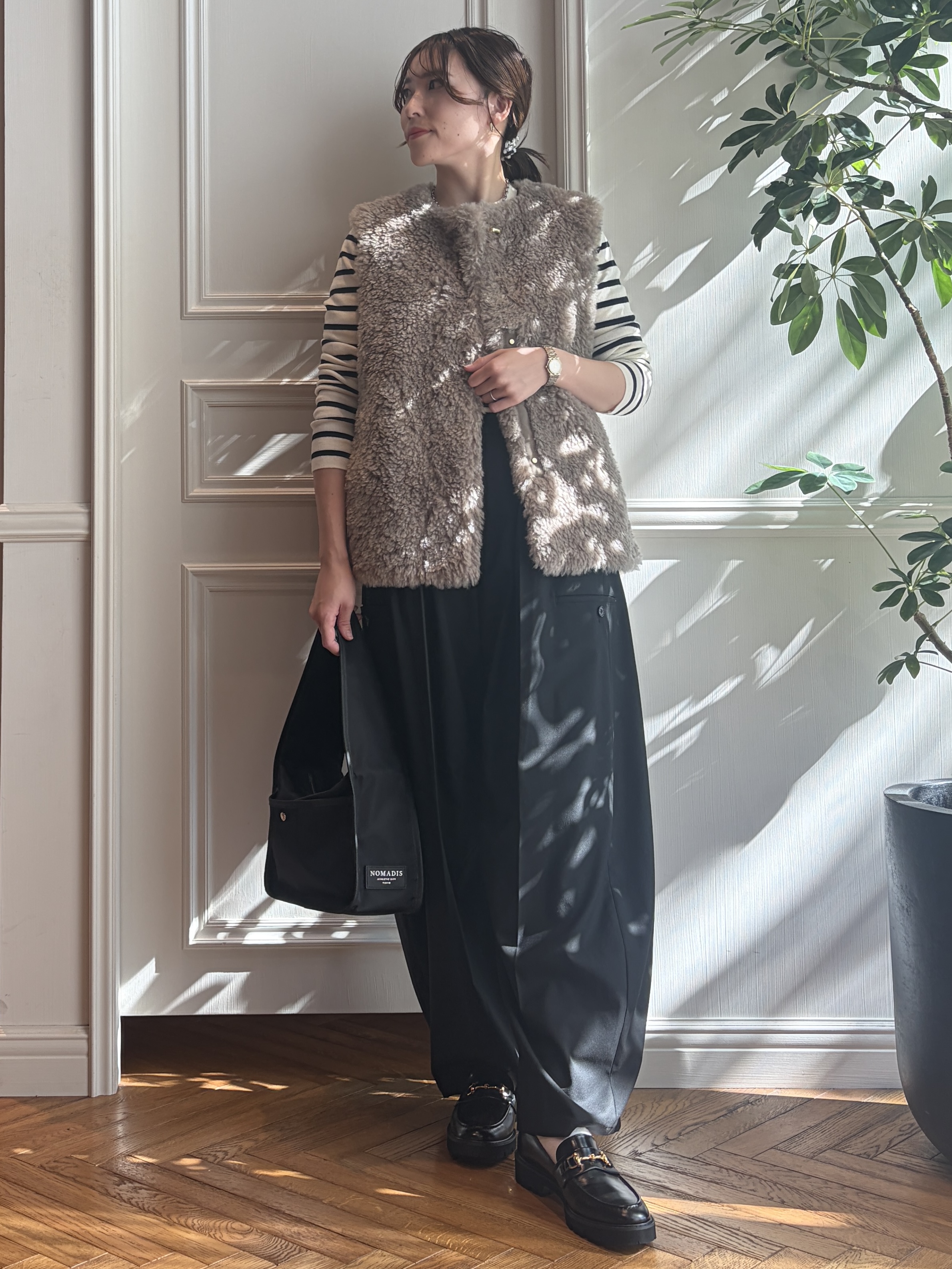 nakaoさんの「DRESSTERIOR｜ストレッチ フルニードルボーダーニット」を使ったコーディネート