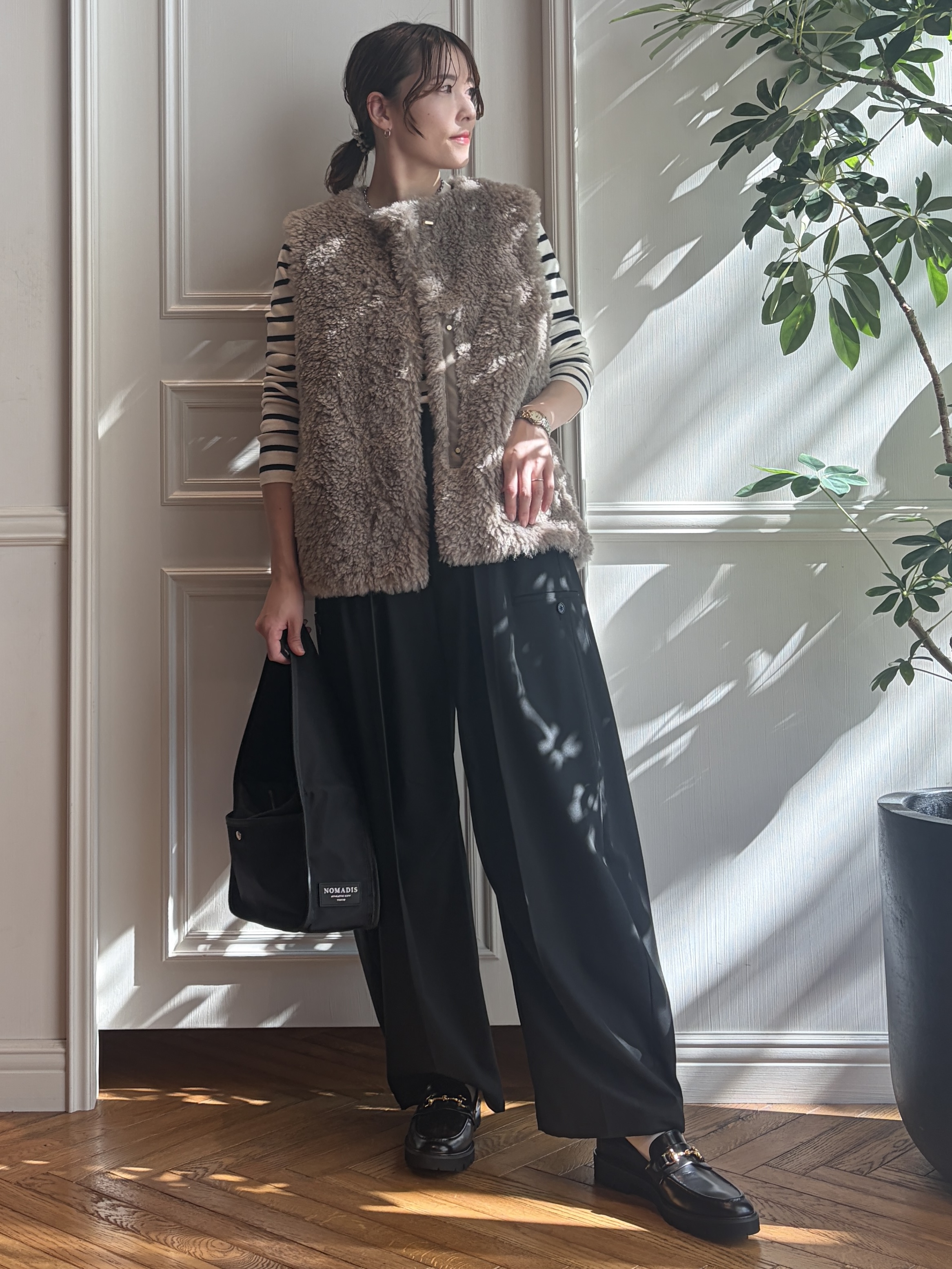 nakaoさんの「DRESSTERIOR｜ストレッチ フルニードルボーダーニット」を使ったコーディネート