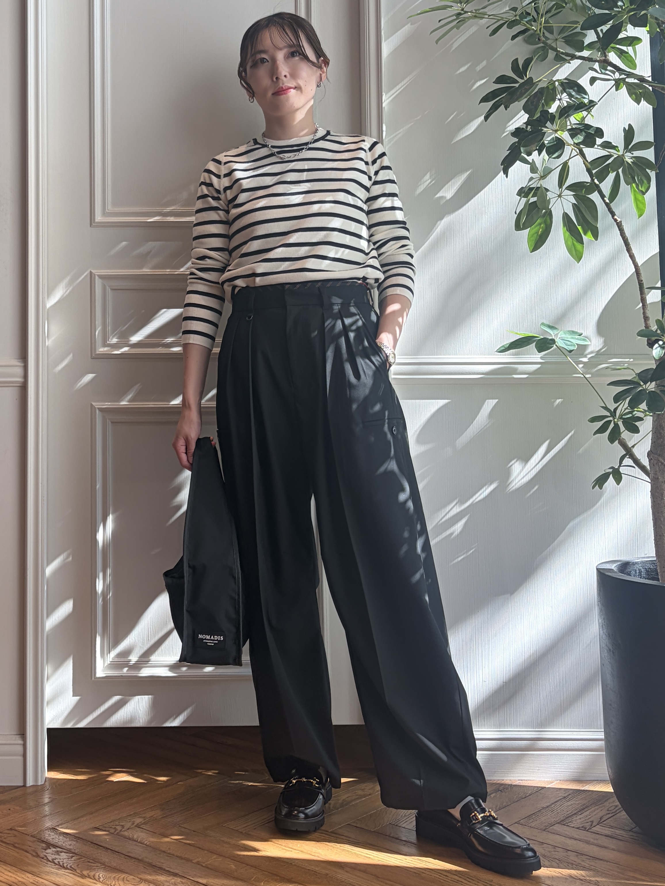 nakaoさんの「DRESSTERIOR｜ストレッチ フルニードルボーダーニット」を使ったコーディネート