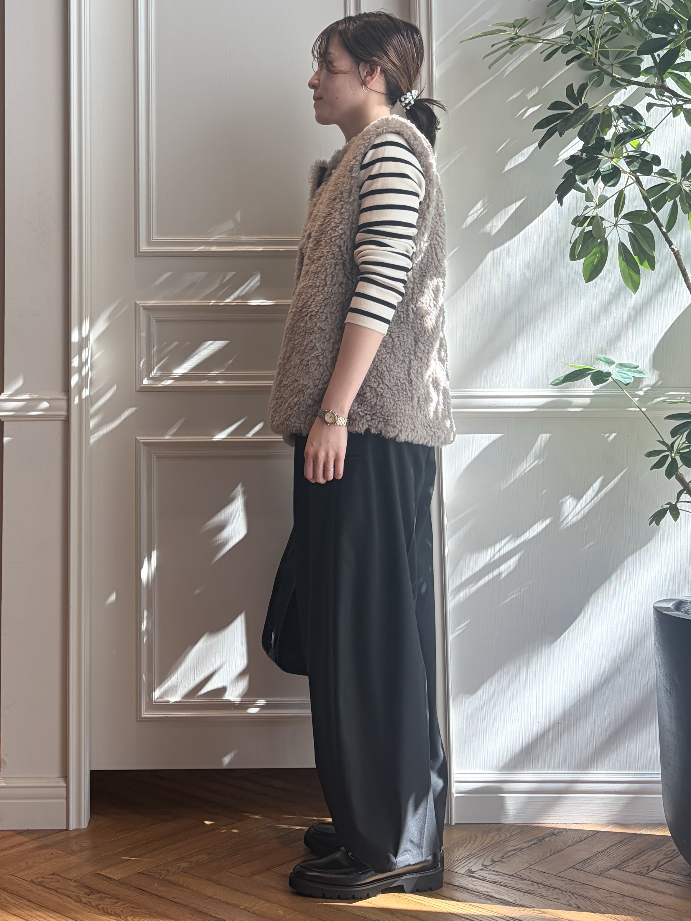 nakaoさんの「DRESSTERIOR｜ストレッチ フルニードルボーダーニット」を使ったコーディネート