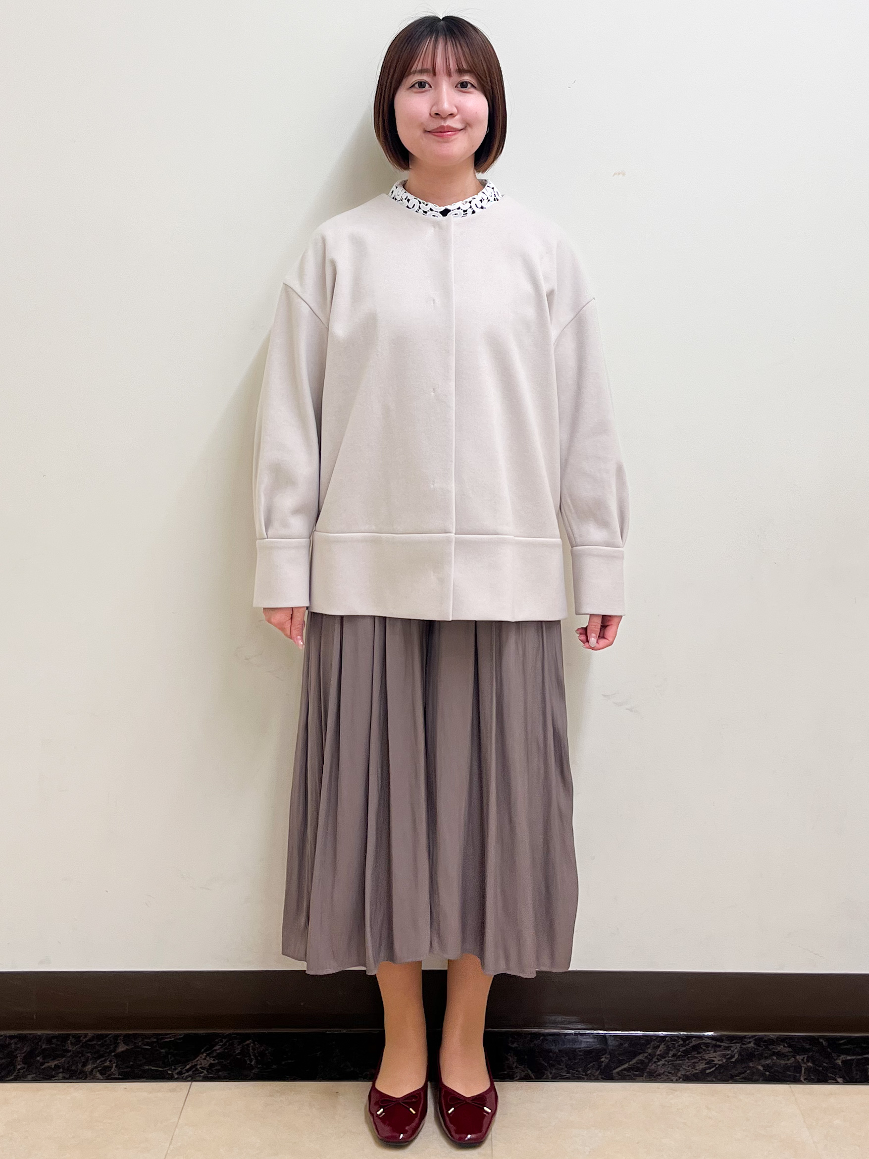 mikikoさんの「Reflect｜ノーカラーミドル丈ブルゾン」を使ったコーディネート