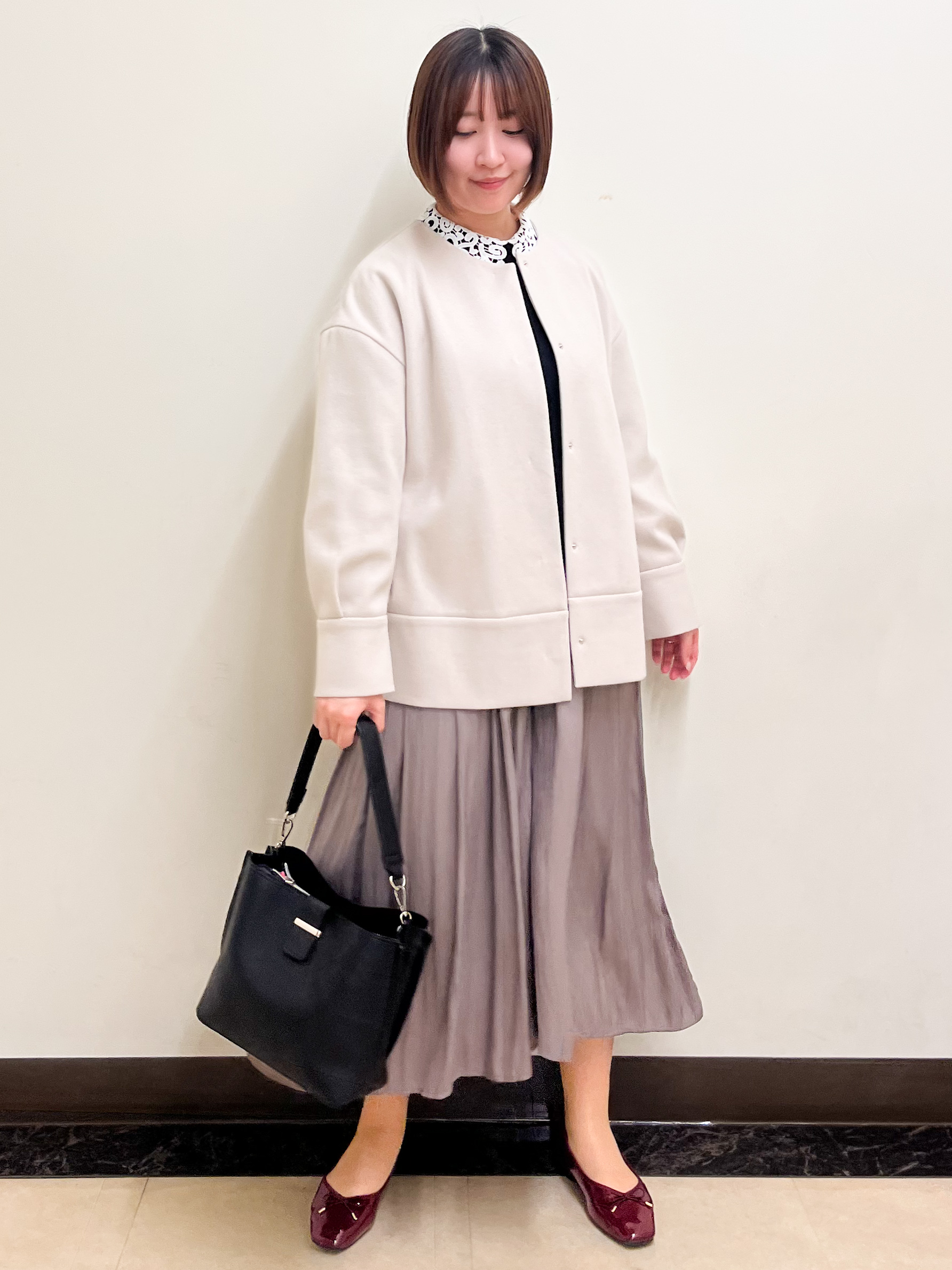 mikikoさんの「Reflect｜ノーカラーミドル丈ブルゾン」を使ったコーディネート