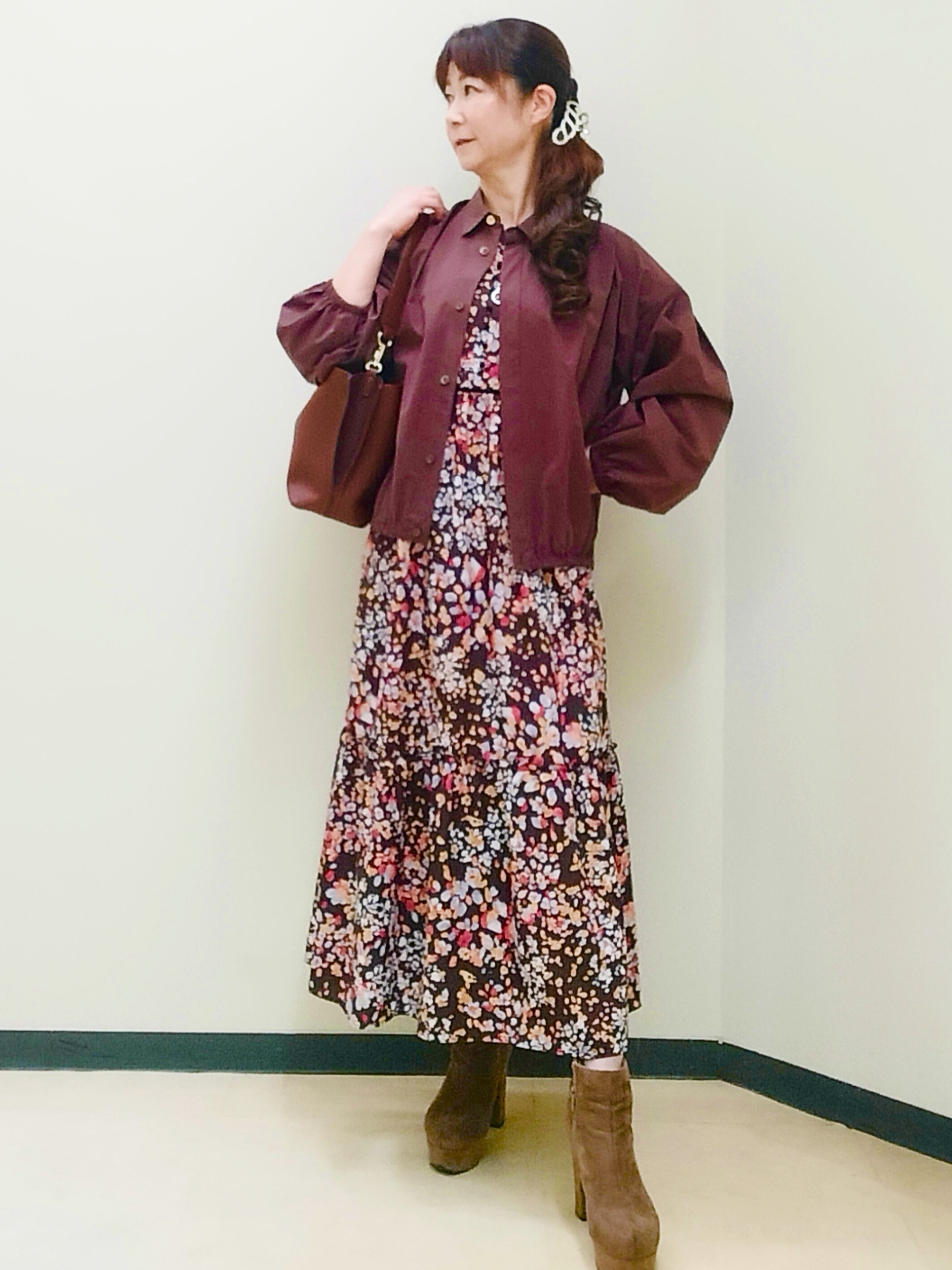 花さんの「Reflect｜フラワープリント フェミニンワンピース」を使ったコーディネート