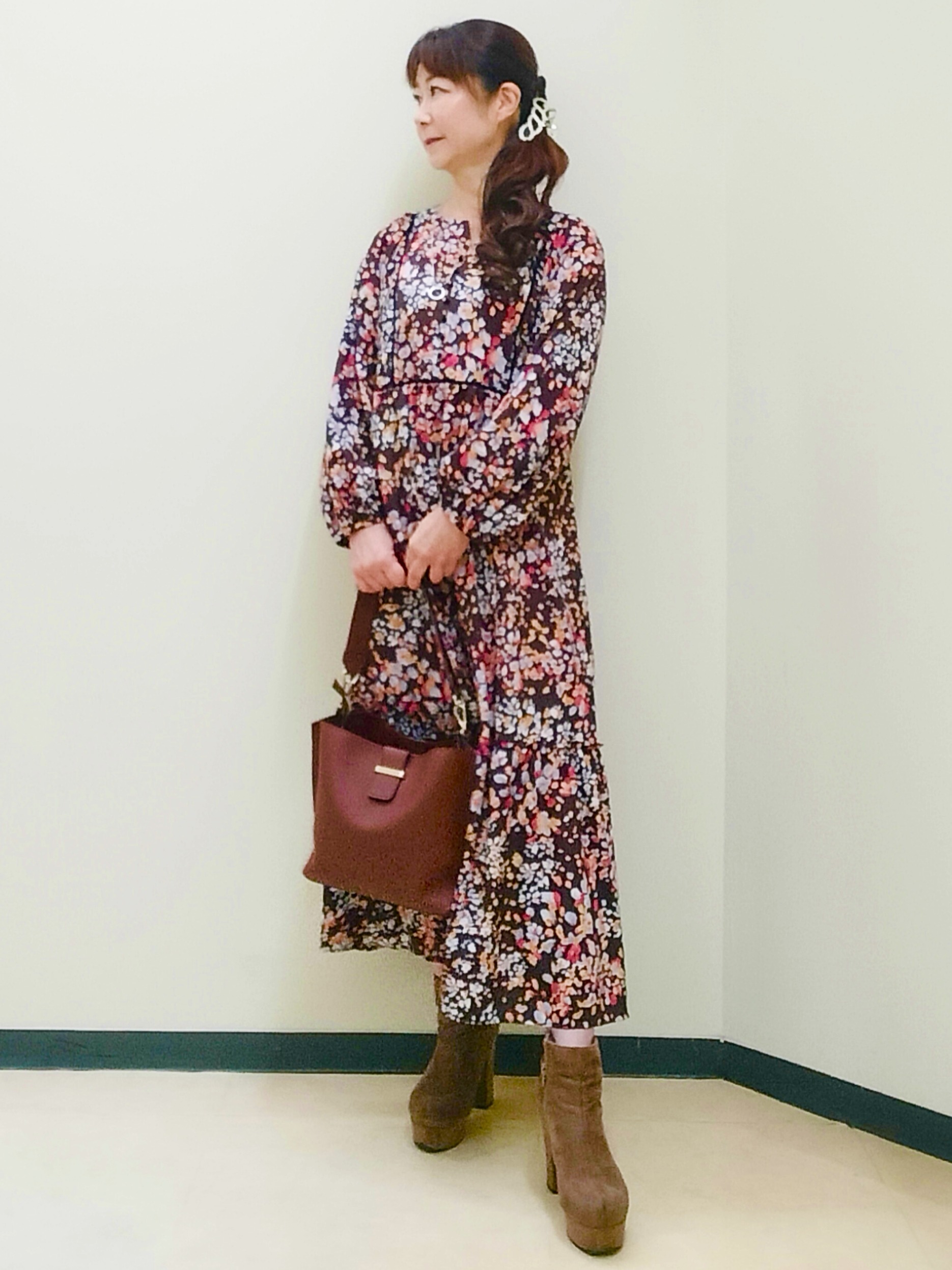 花さんの「Reflect｜フラワープリント フェミニンワンピース」を使ったコーディネート