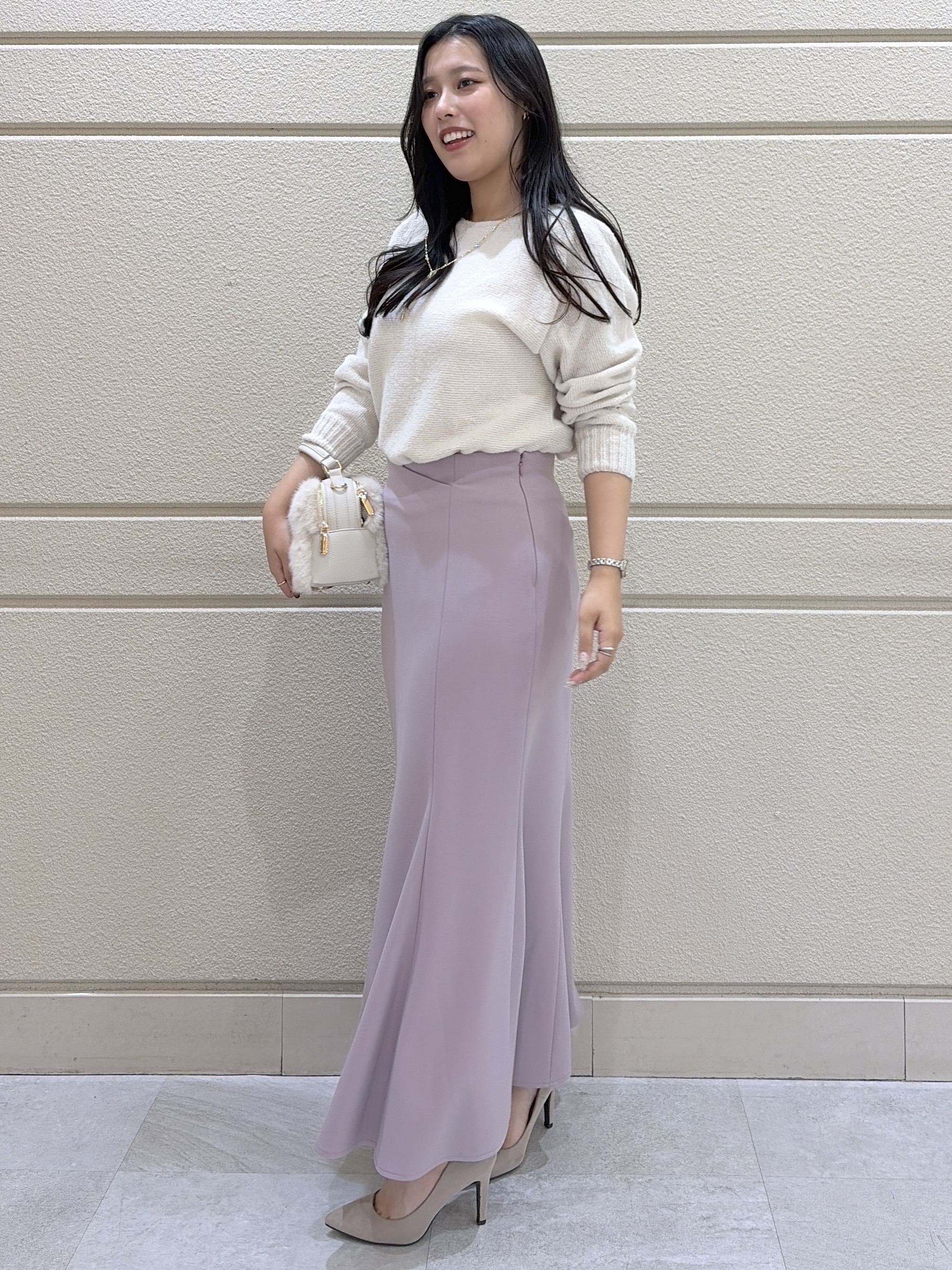 Momokaさんの「COUP DE CHANCE｜【手洗い可／日本製】ブークレドルマンニット」を使ったコーディネート