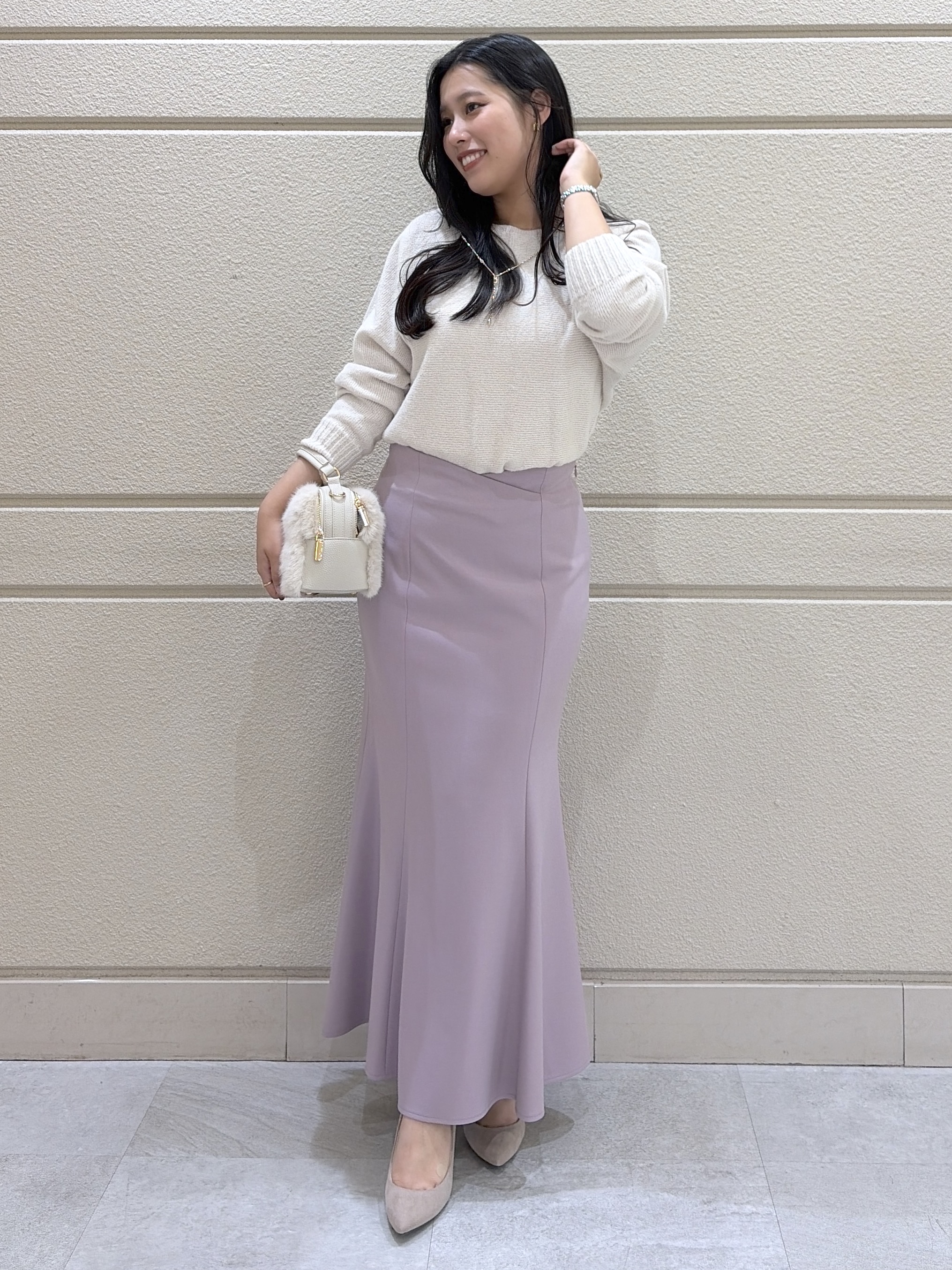 Momokaさんの「COUP DE CHANCE｜【手洗い可／日本製】ブークレドルマンニット」を使ったコーディネート
