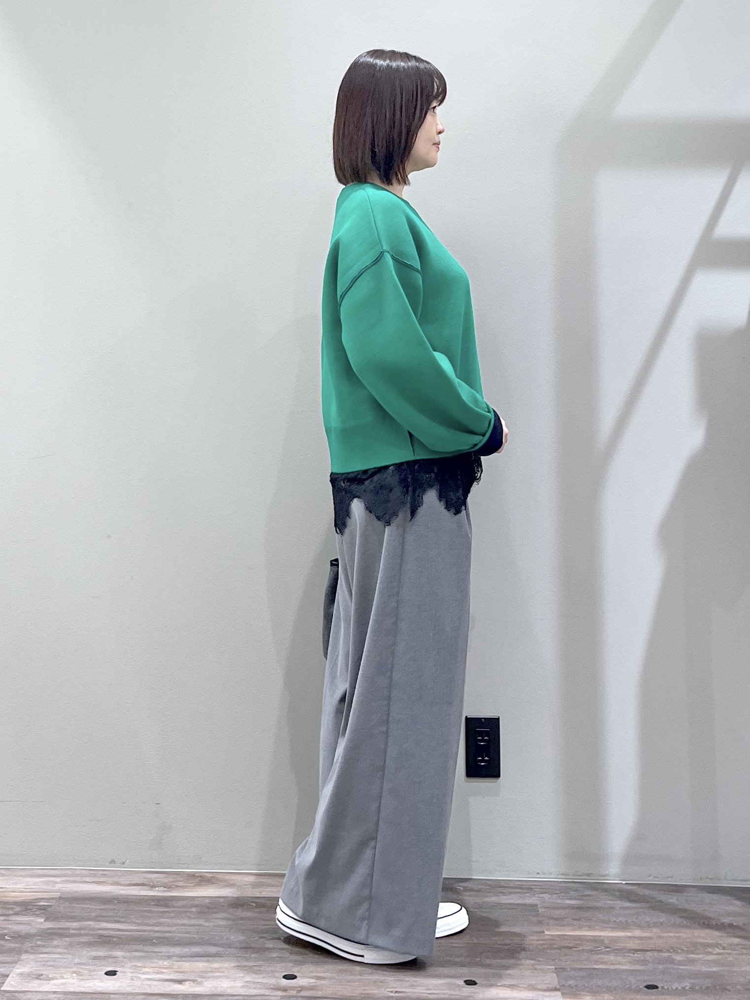 ricoさんの「Dessin｜【2WAY/洗濯機OK/XS-L】配色リバーシブル コットンジャカード クルーネックニット」を使ったコーディネート