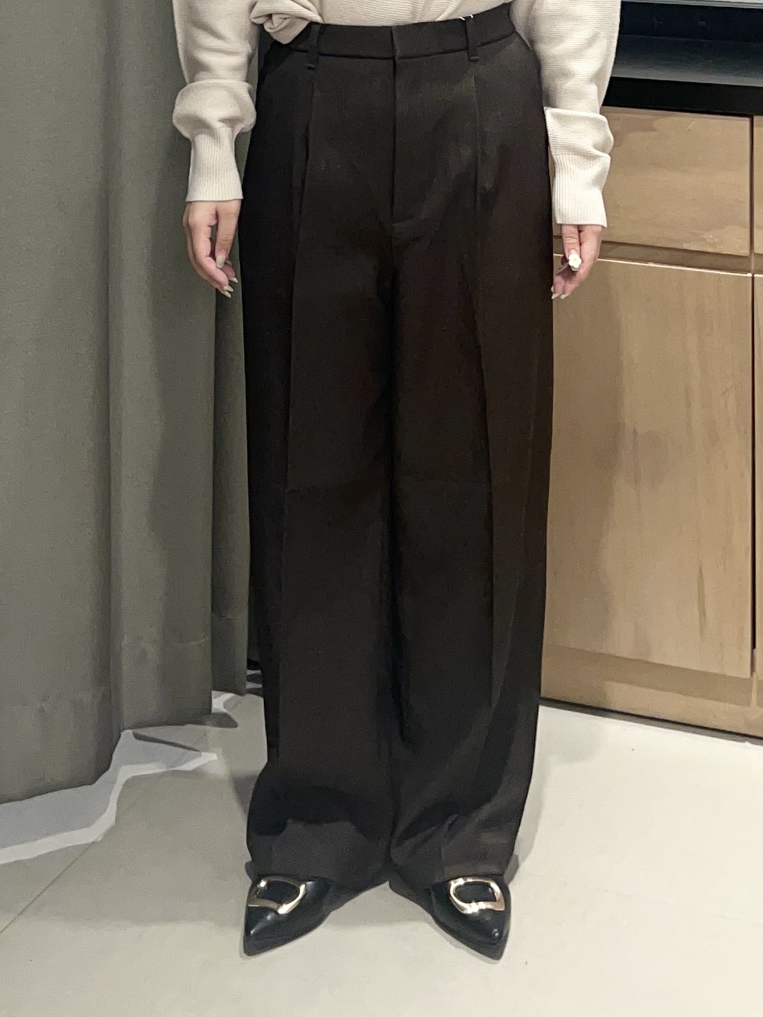かのさんの「THE SHOP TK｜【毛玉防止/蓄熱/洗える】美映えガーターニット」を使ったコーディネート