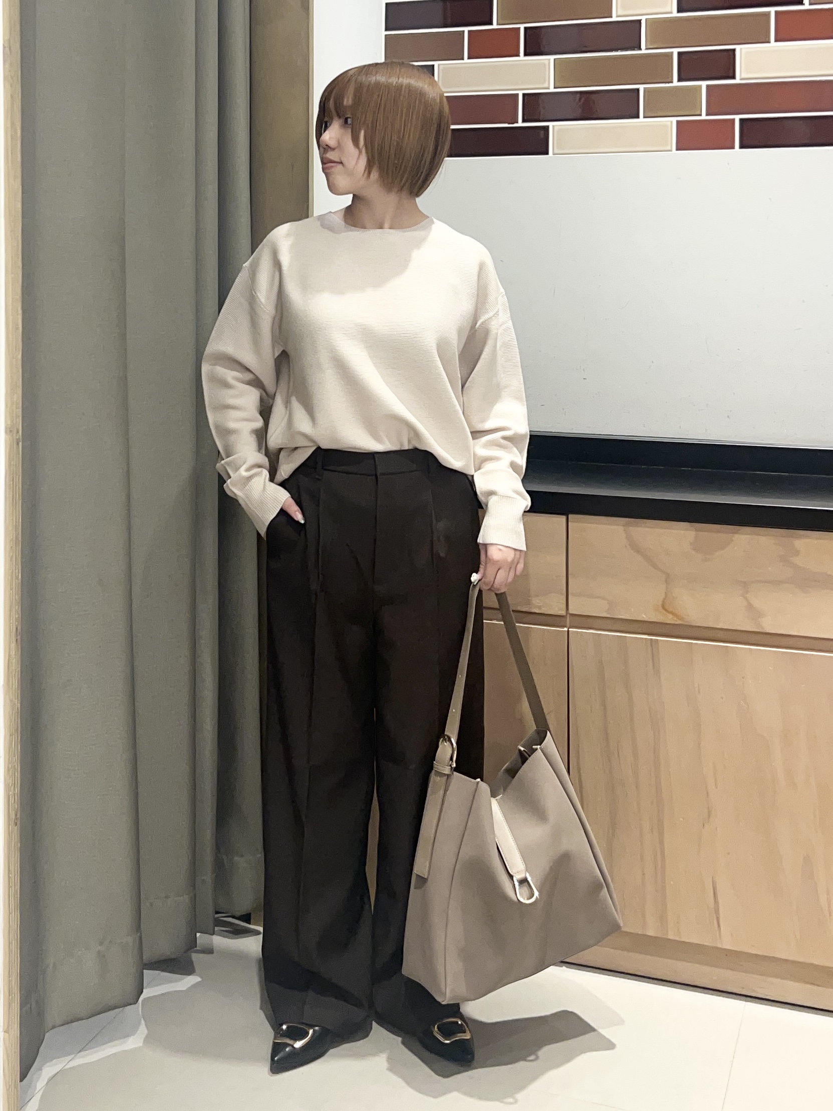 かのさんの「THE SHOP TK｜【毛玉防止/蓄熱/洗える】美映えガーターニット」を使ったコーディネート