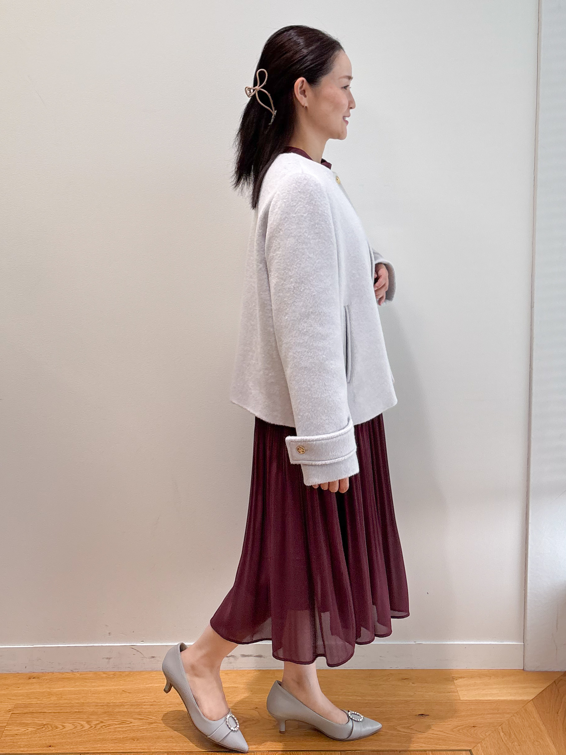 そねなおさんの「index｜【植草美幸先生が指南する好印象スタイル】カシミヤ混ノーカラーショートコート」を使ったコーディネート