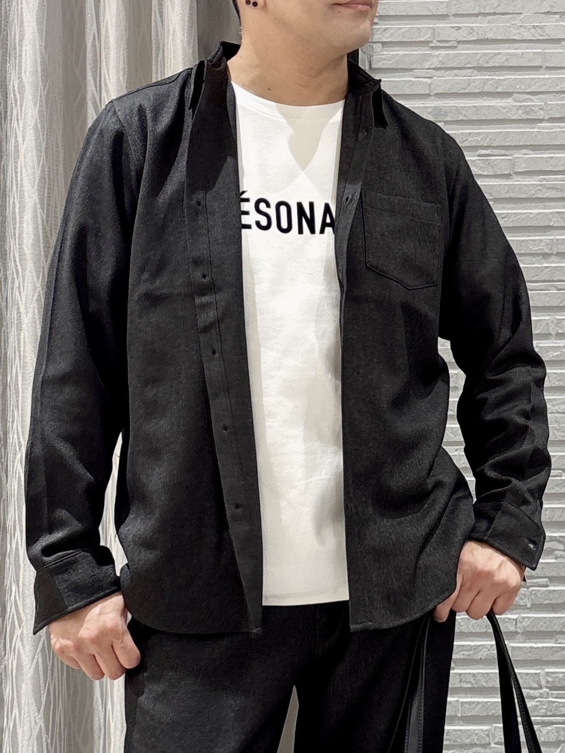 Pーyamaさんの「THE SHOP TK｜【洗濯機OK】ウールライク 長袖オックスシャツ」を使ったコーディネート