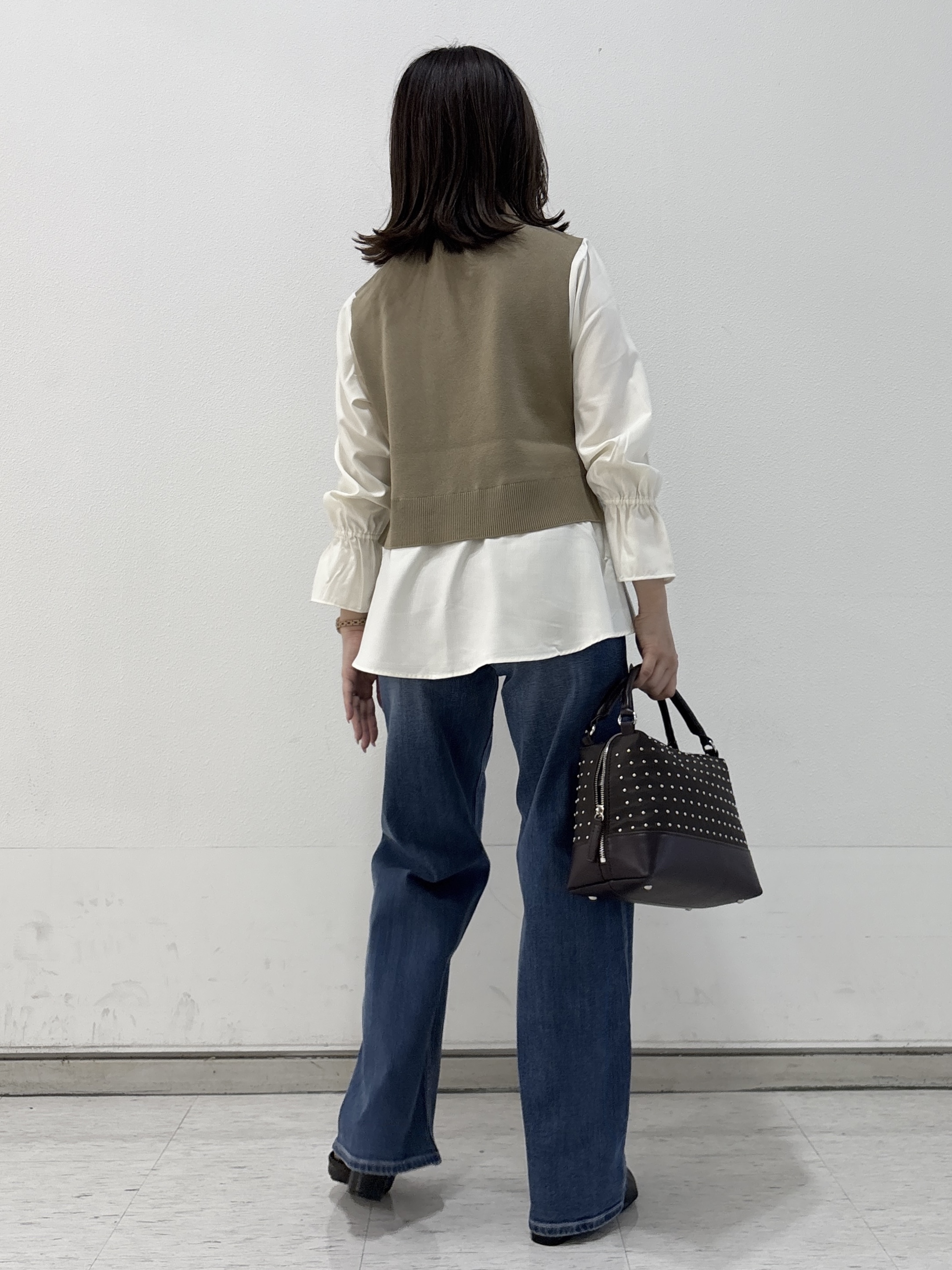 kahoさんの「INDIVI｜【洗える／1枚でコーデ完成】重ね着風ニットトップス」を使ったコーディネート