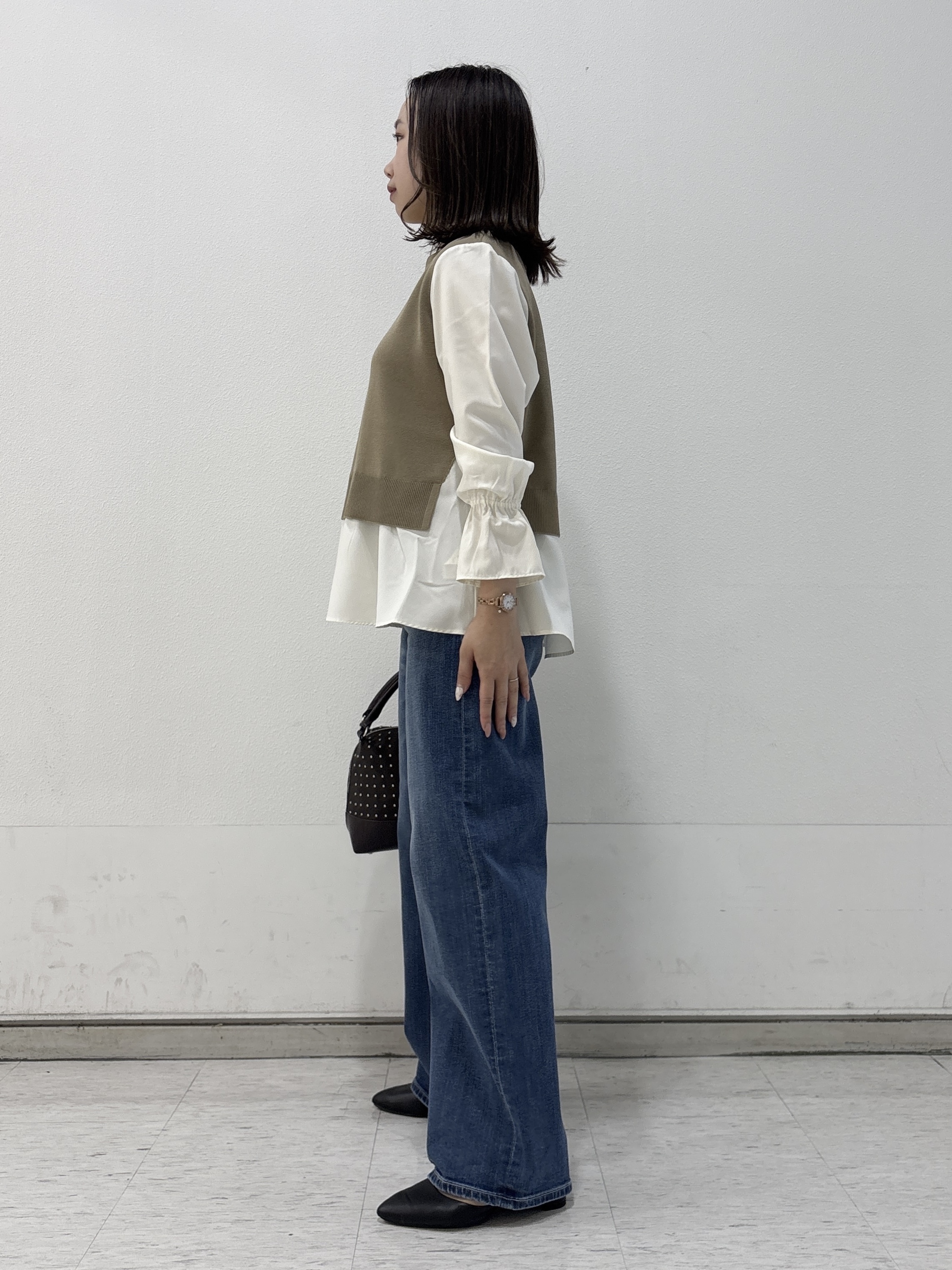kahoさんの「INDIVI｜【洗える／1枚でコーデ完成】重ね着風ニットトップス」を使ったコーディネート