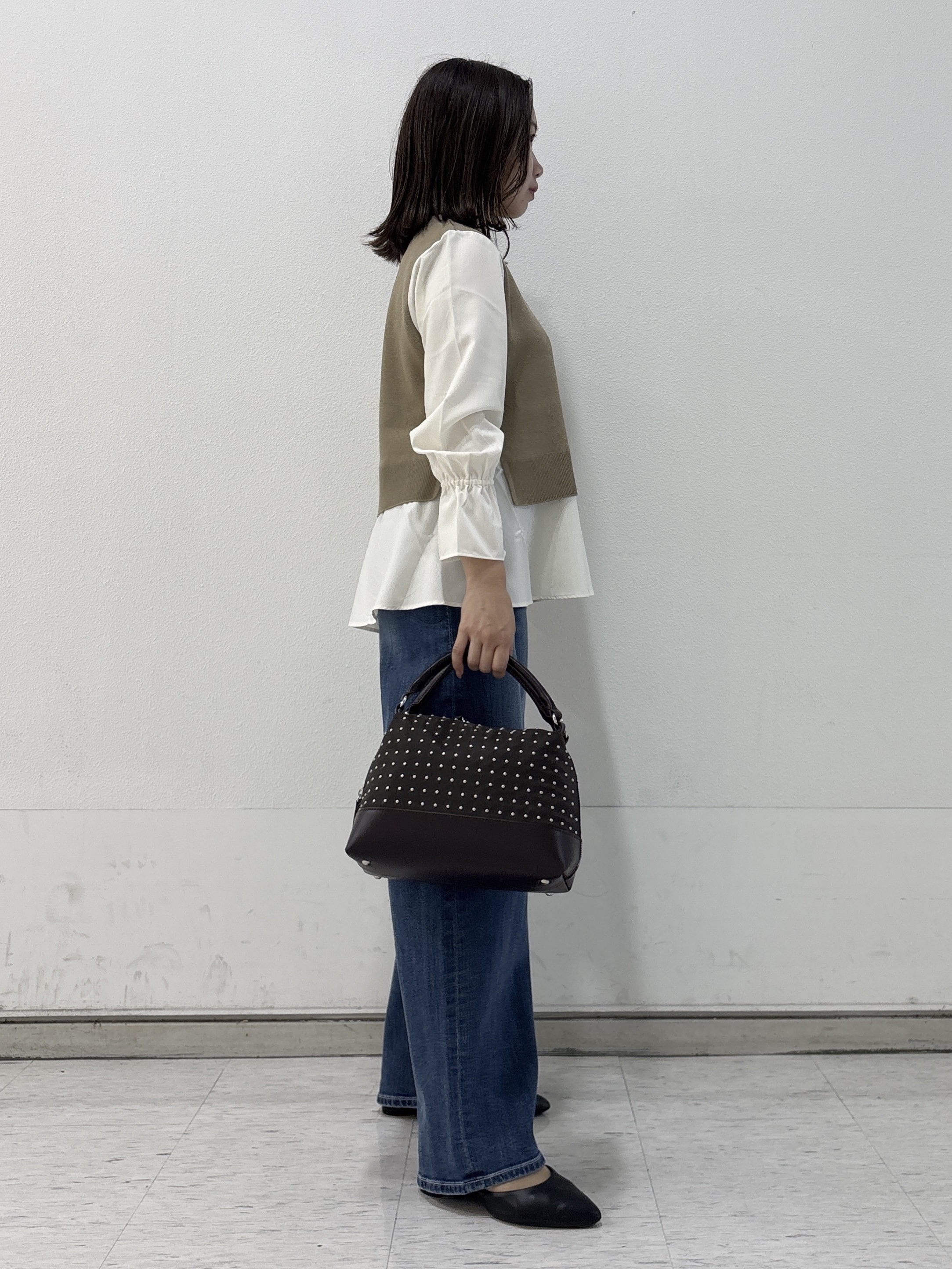 kahoさんの「INDIVI｜【洗える／1枚でコーデ完成】重ね着風ニットトップス」を使ったコーディネート