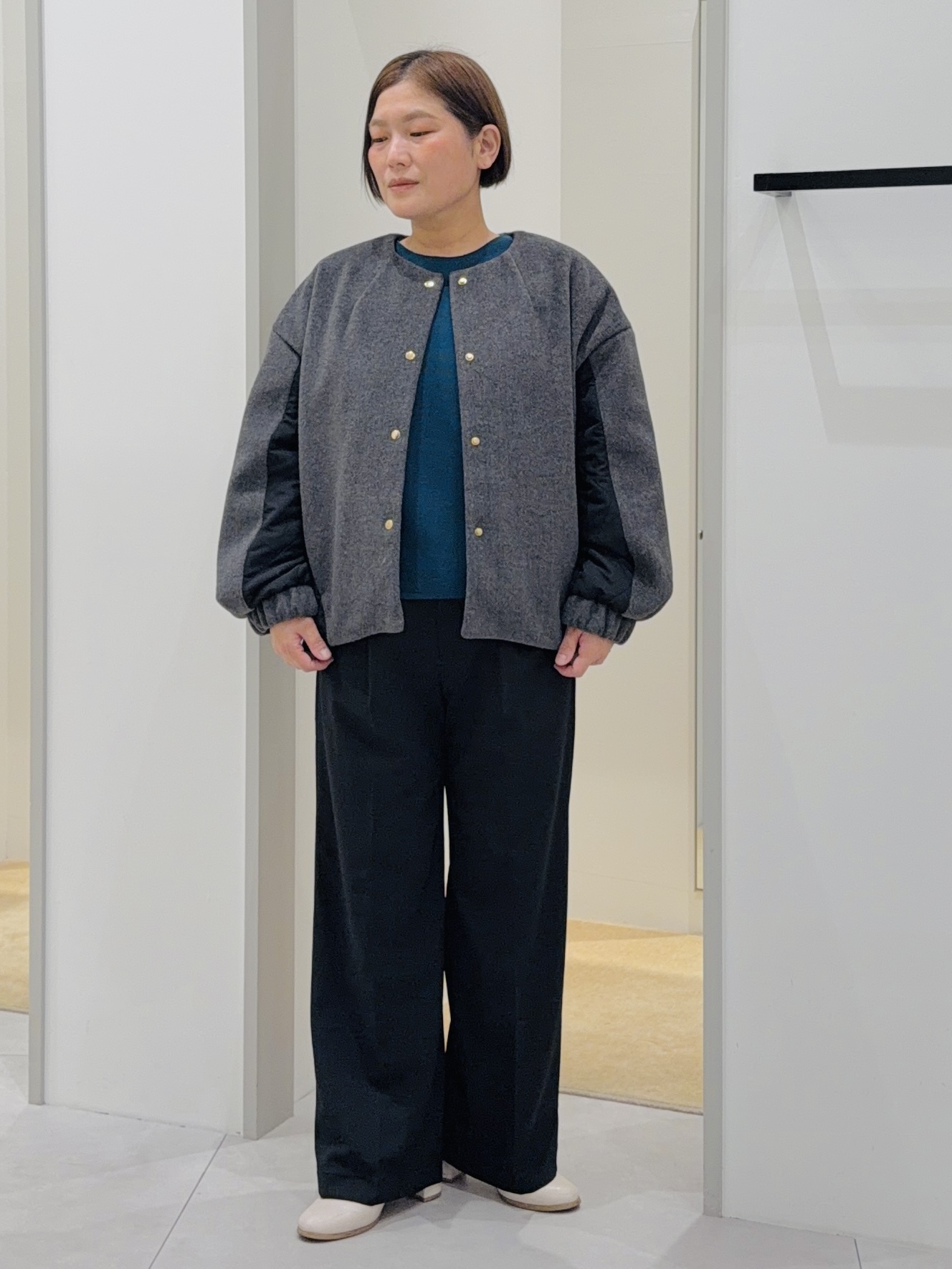 タナさんの「THE SHOP TK｜【毛玉防止/蓄熱/洗える】美映えガーターニット」を使ったコーディネート