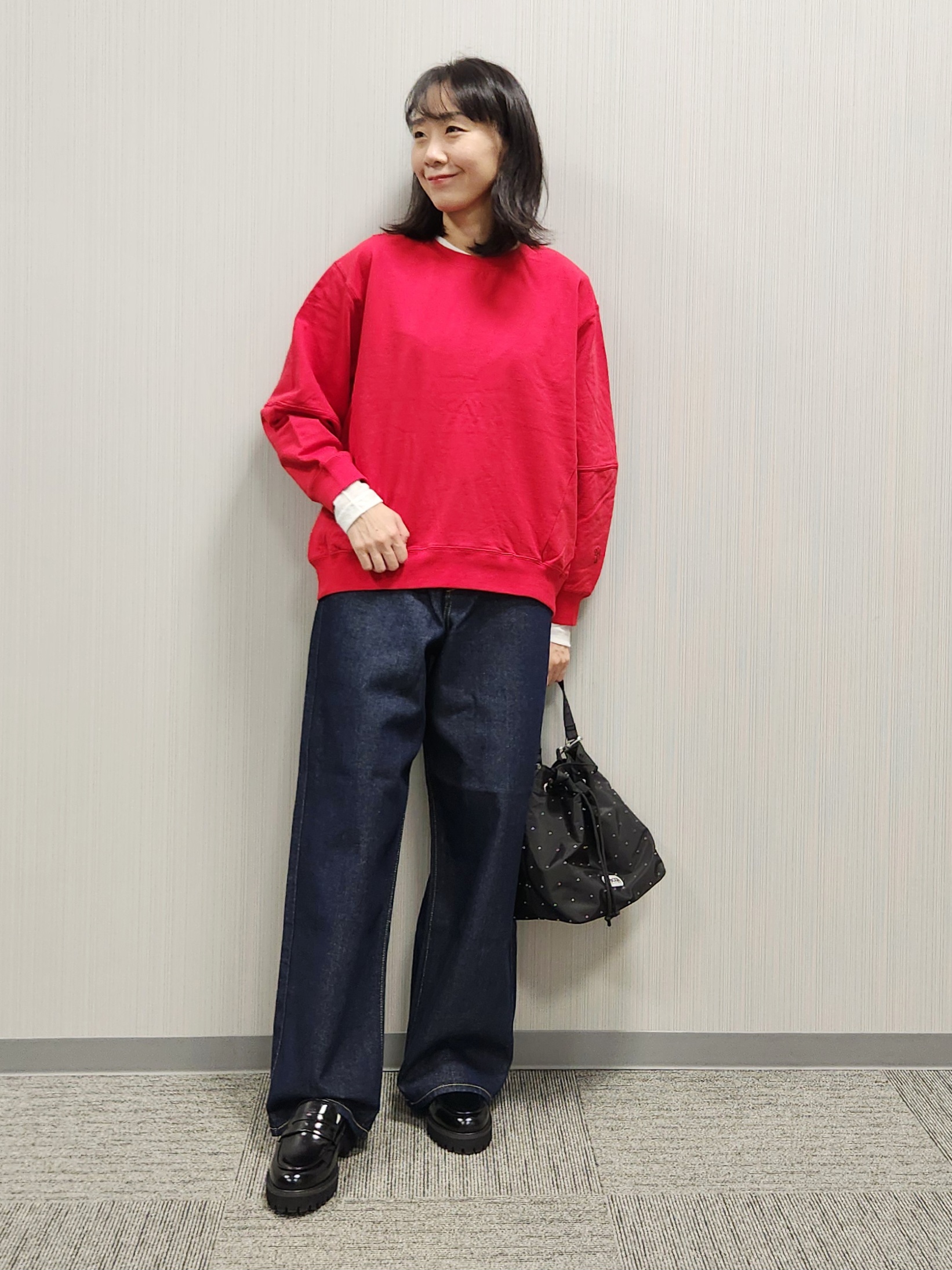 naraさんの「Dessin｜【洗える/6色展開】フォルムスリーブミニ裏毛 プルオーバー」を使ったコーディネート